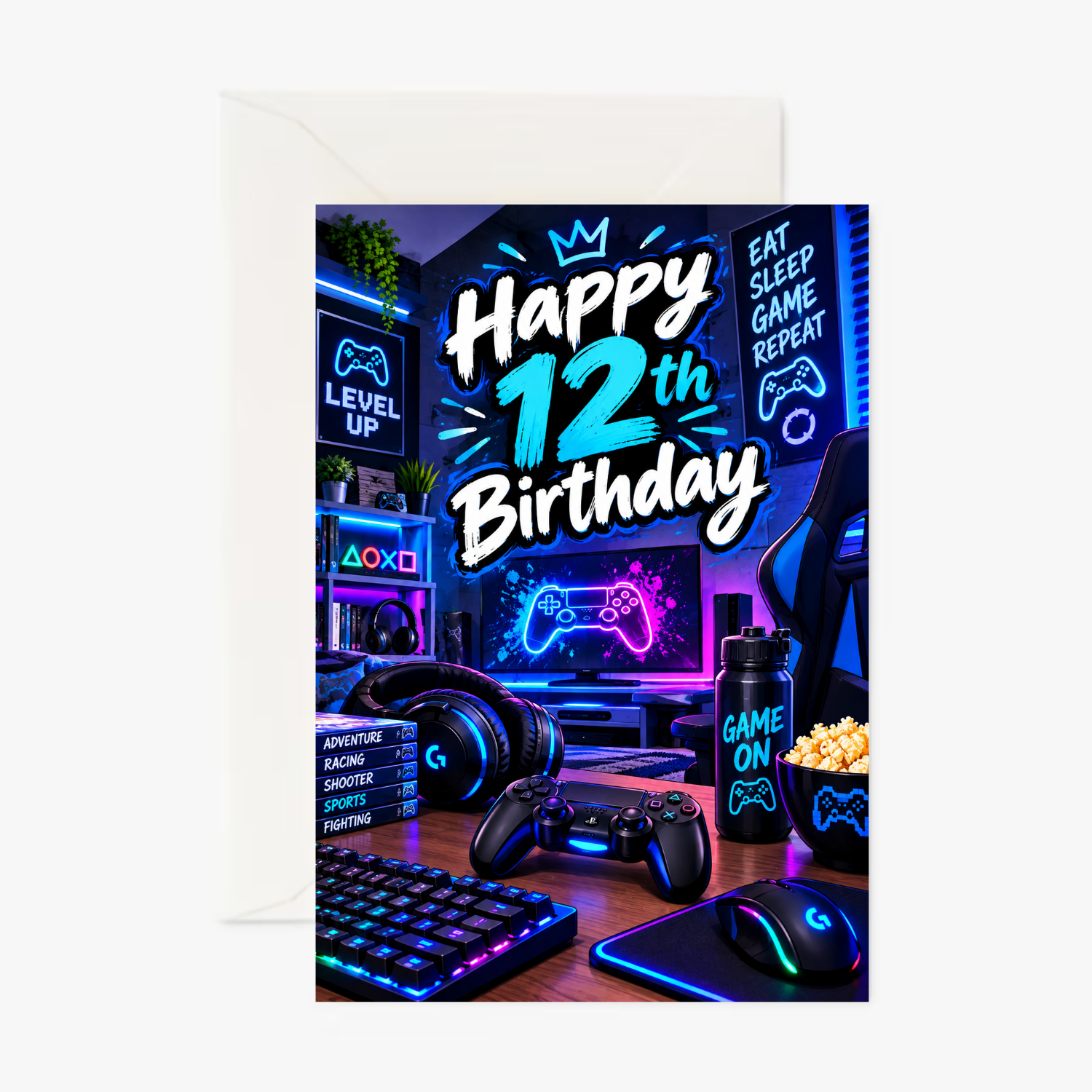 Personalised 12th Birthday Card – Gaming Birthday Card - Cockney Cards