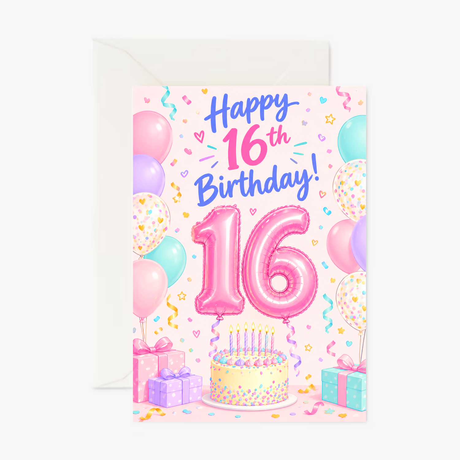 Personalised 16th Birthday Card – 16th Balloons Birthday Card - Cockney Cards
