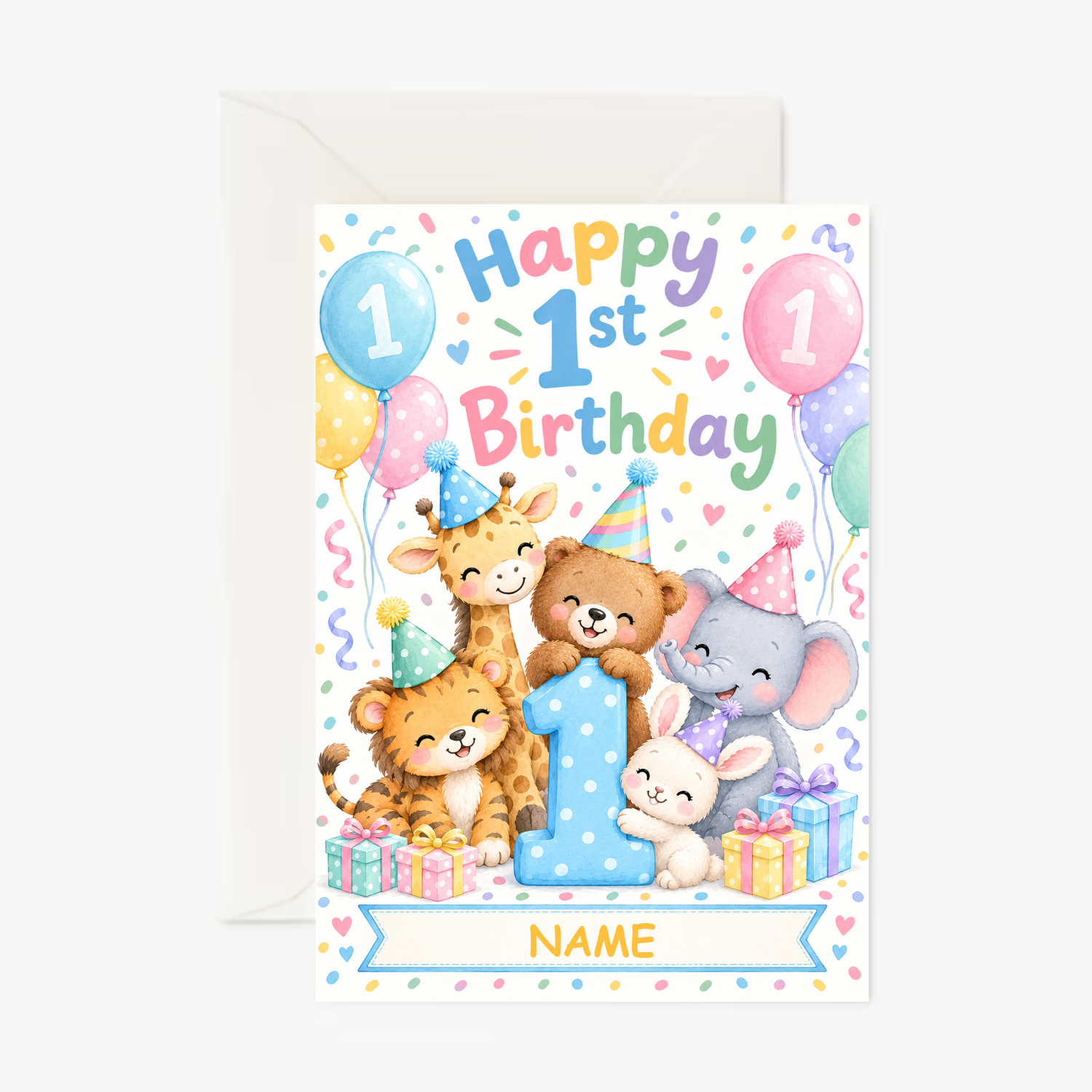 Personalised 1st Birthday Card – Animals Birthday Card - Cockney Cards