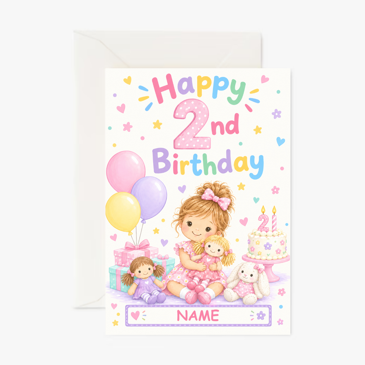 Personalised 2nd Birthday Card – Dolls & Dreams Birthday Card - Cockney Cards