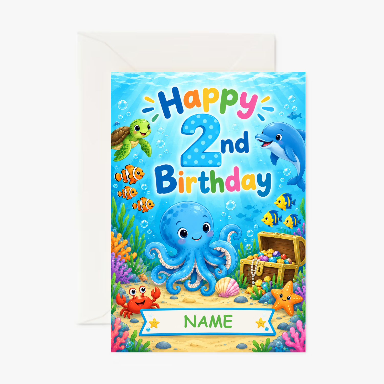 Personalised 2nd Birthday Card – Underwater Birthday Card - Cockney Cards