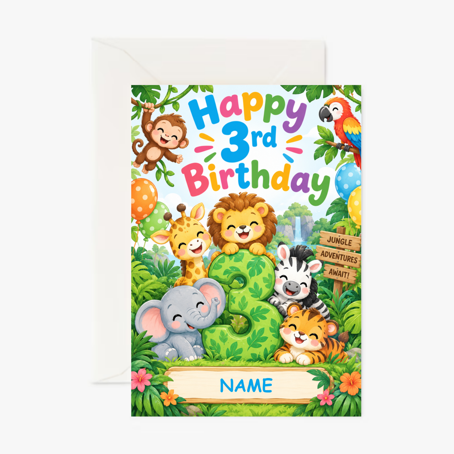 Personalised 3rd Birthday Card – Jungle Birthday Card - Cockney Cards