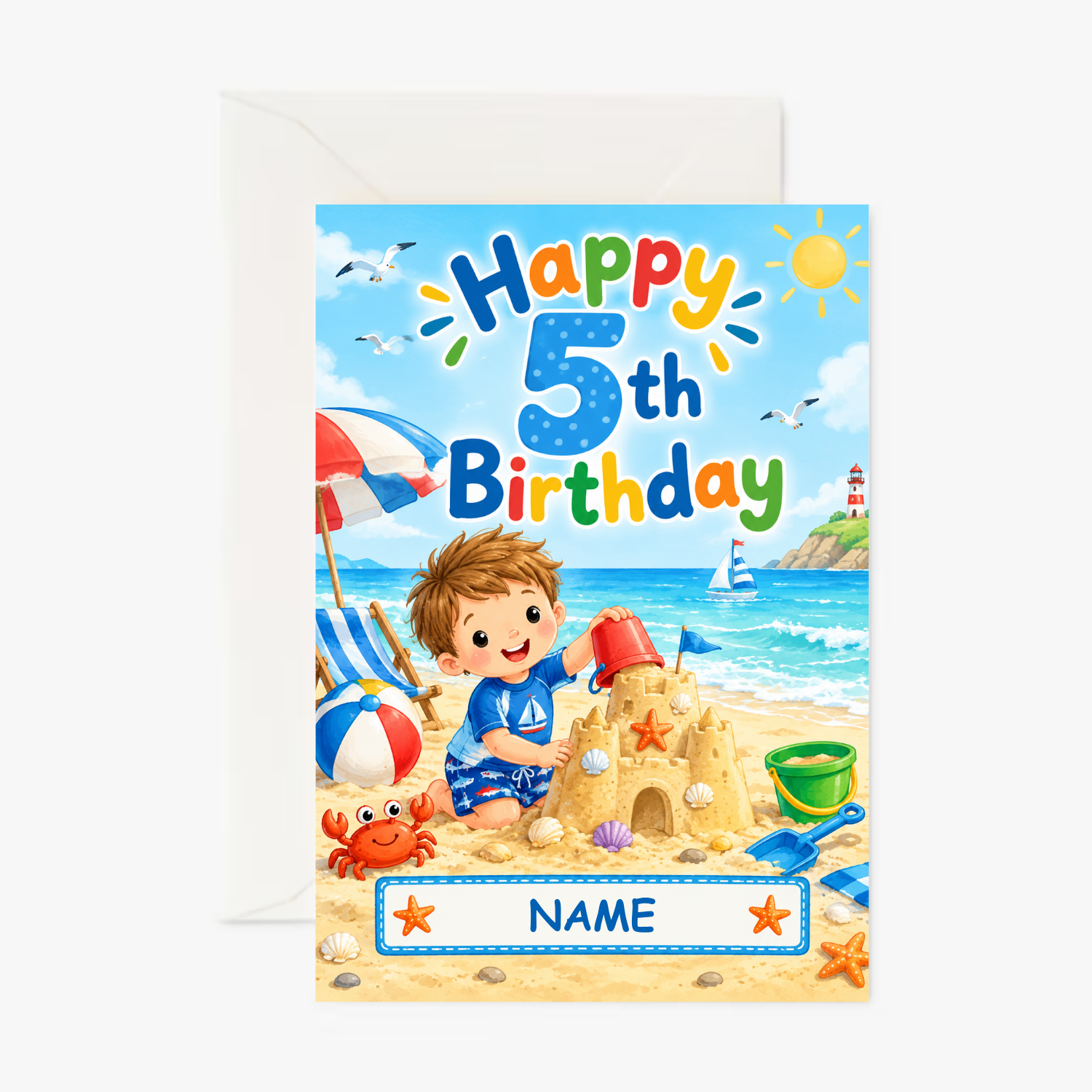 Personalised 5th Birthday Card – Beach Boys Birthday Card - Cockney Cards