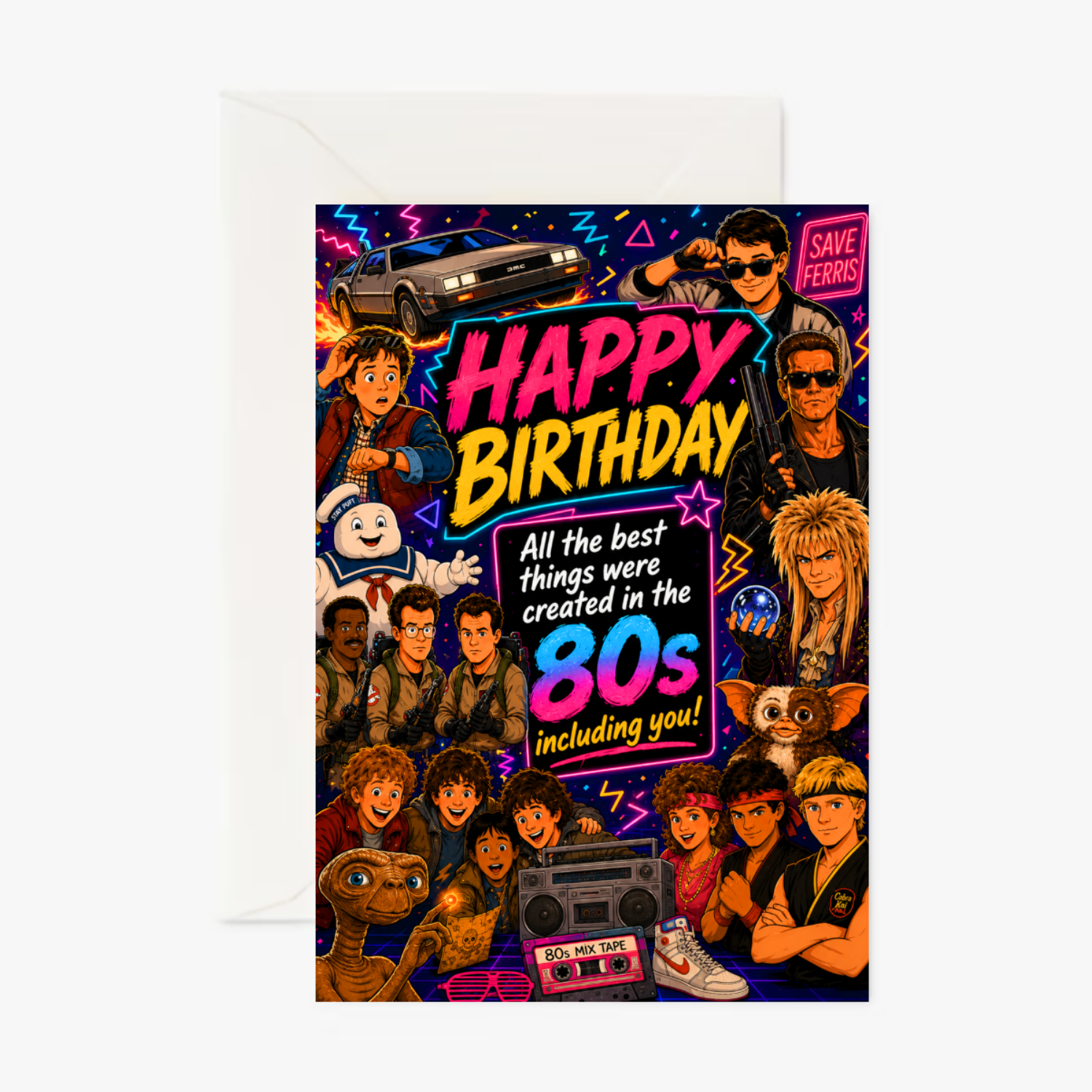 80s Retro Birthday personalised greeting card