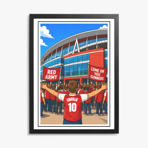 Personalised Arsenal FC Print for Boys – Name & Number (Design 1) personalised print