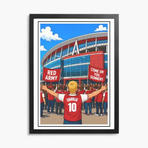 Personalised Arsenal FC Print for Boys – Name & Number (Design 2) personalised print
