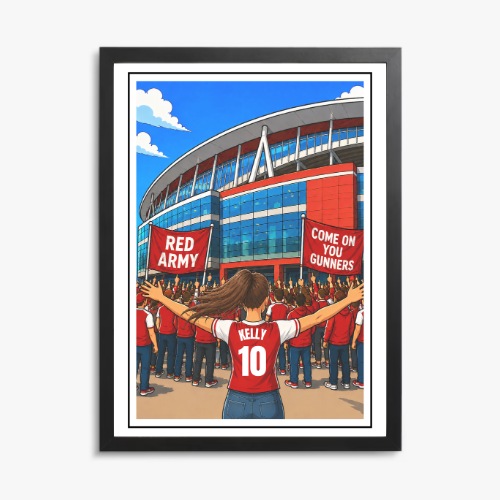 Personalised Arsenal FC Print for Girls – Name & Number (Design 1) personalised print