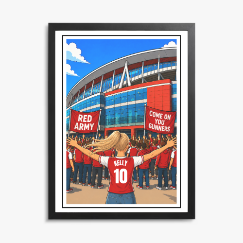 Personalised Arsenal FC Print for Girls – Name & Number (Design 2) personalised print