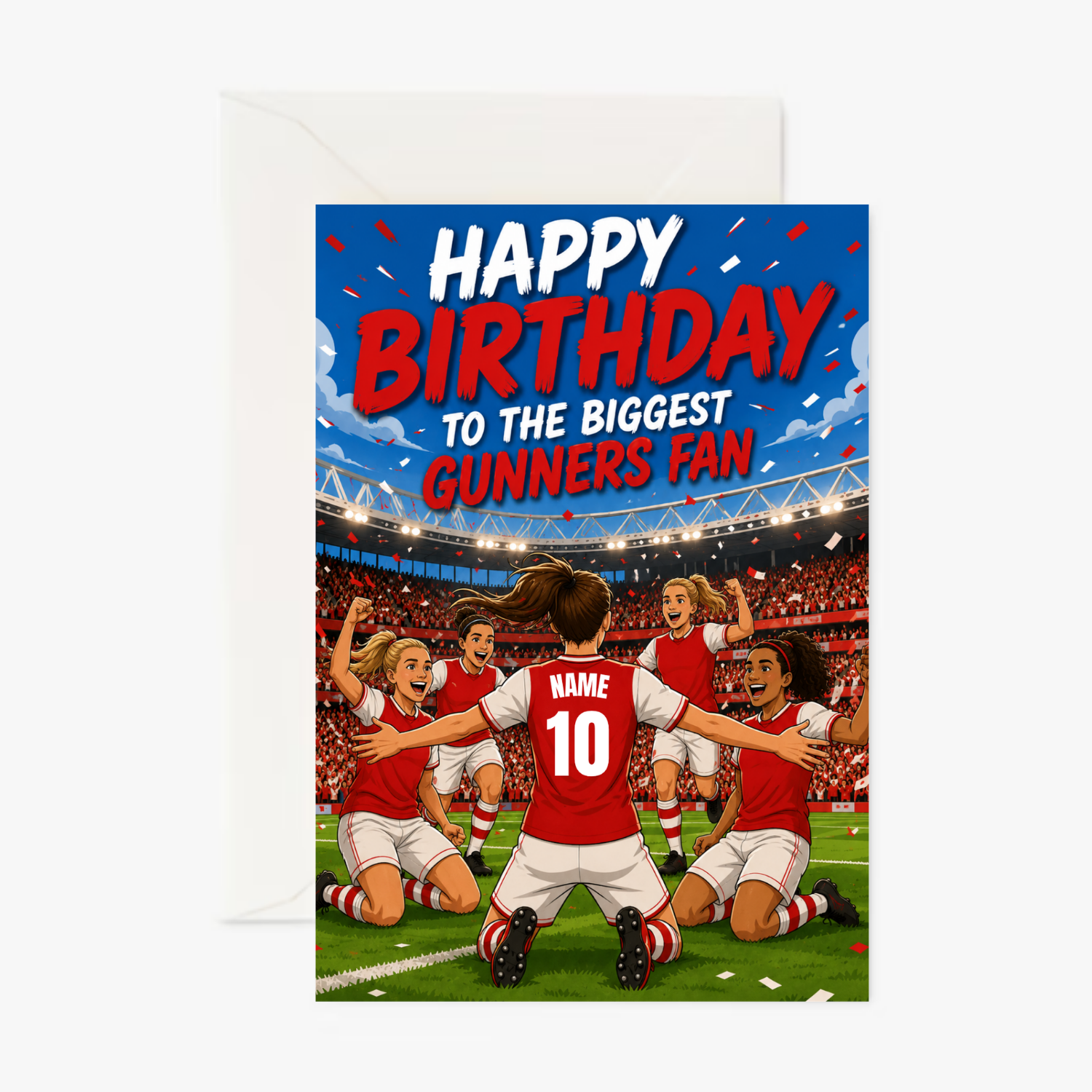 Arsenal Ladies Shirt personalised greeting card
