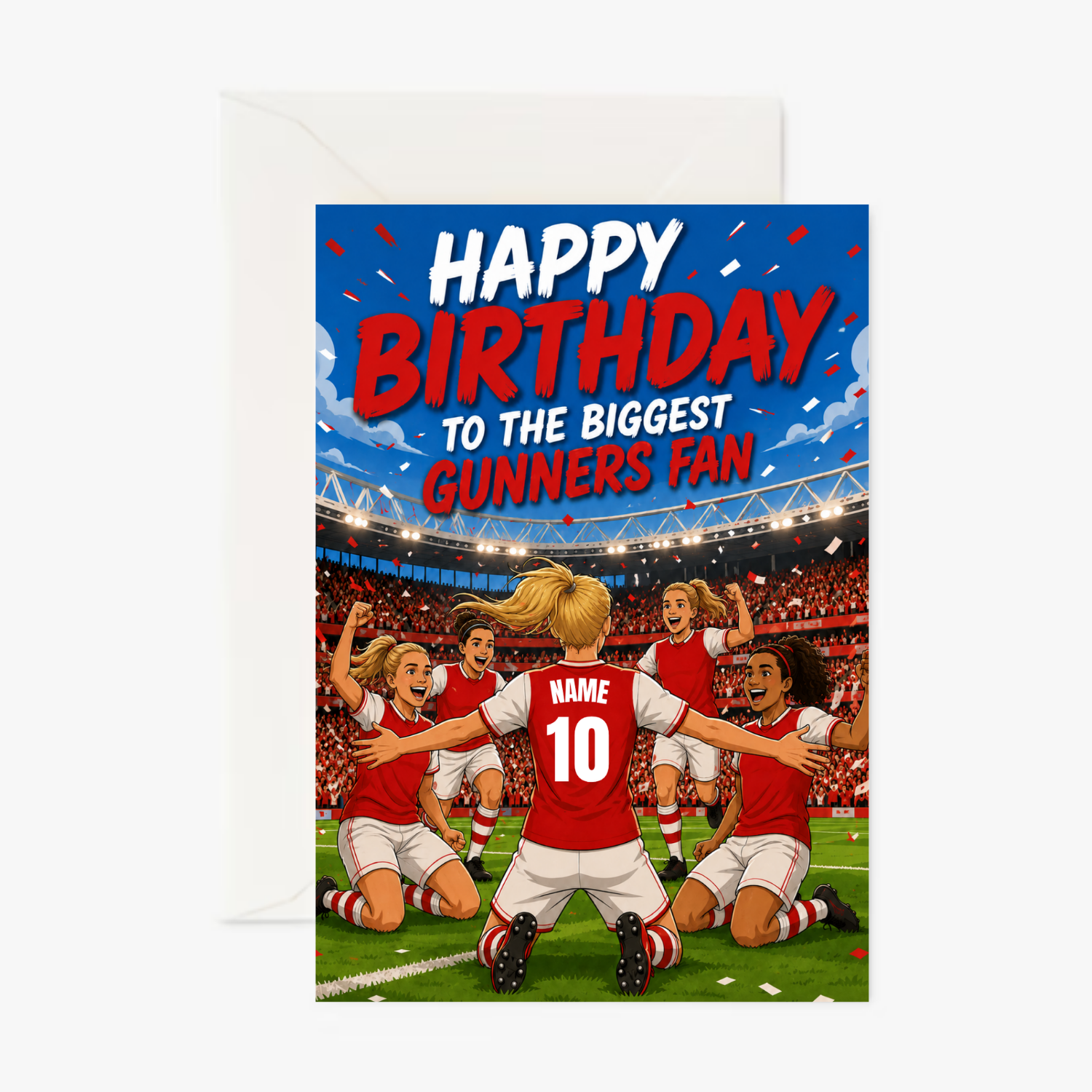 Arsenal Ladies Shirt personalised greeting card