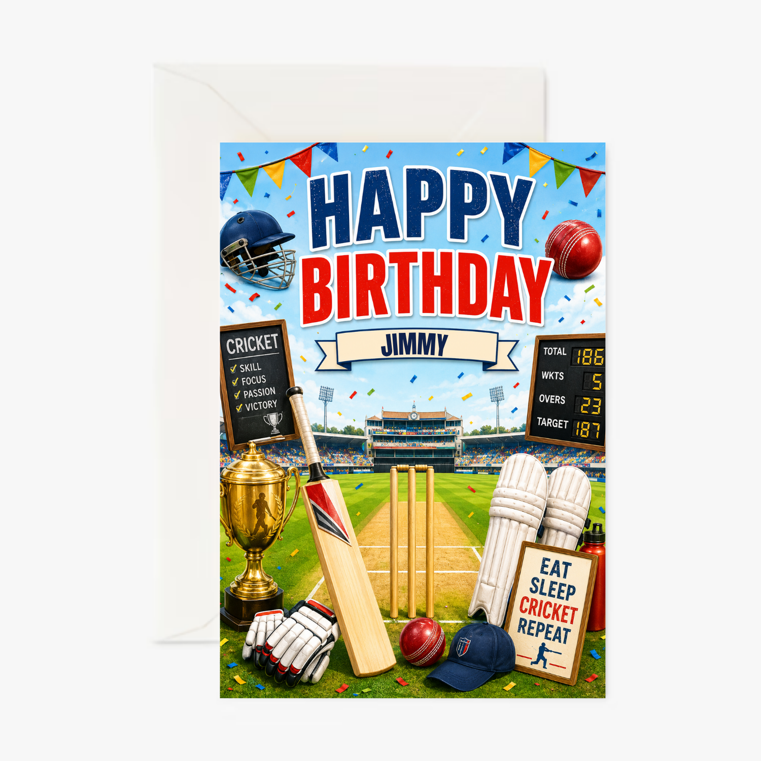 Anyone for Cricket personalised Sports card - Cockney Cards