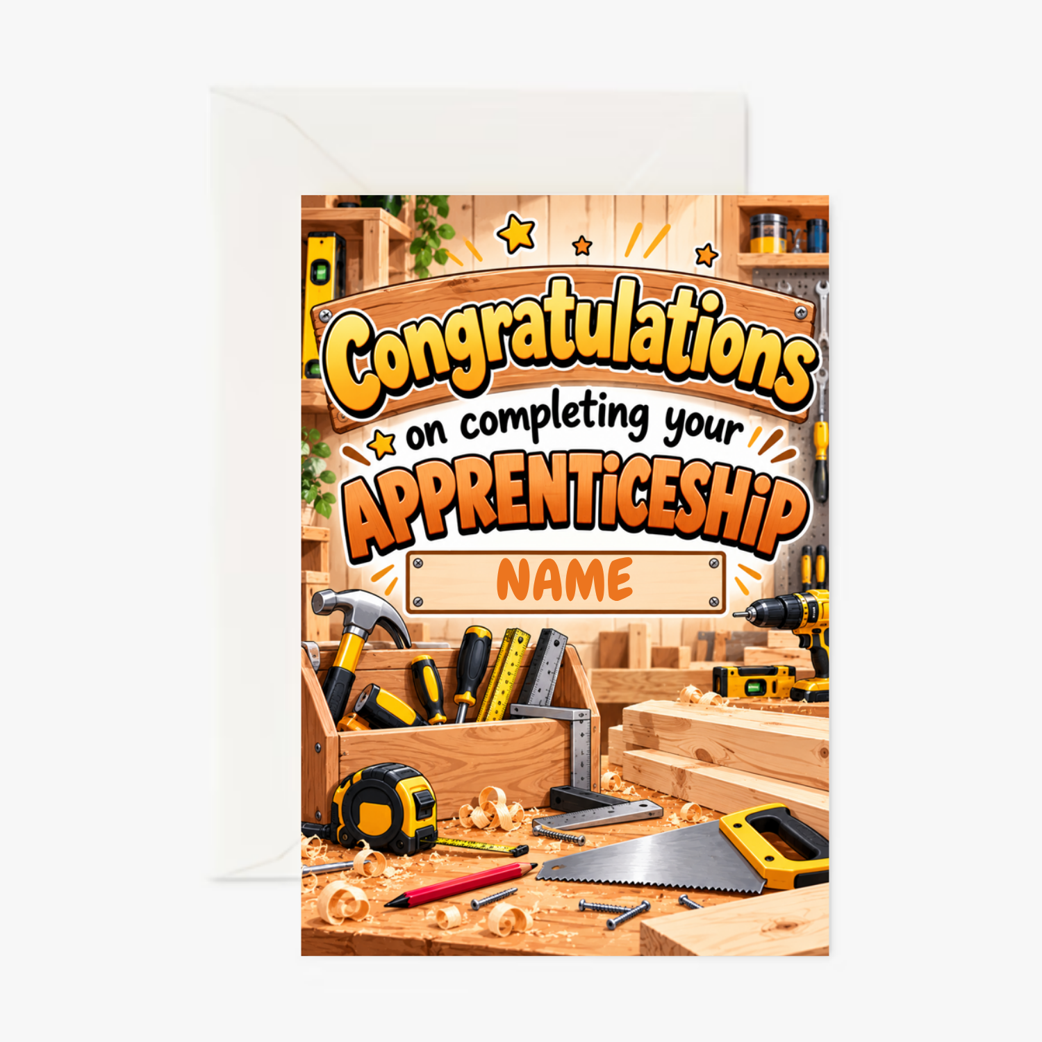 Personalised Congratulations on Completing Your Carpentry Apprenticeship Card