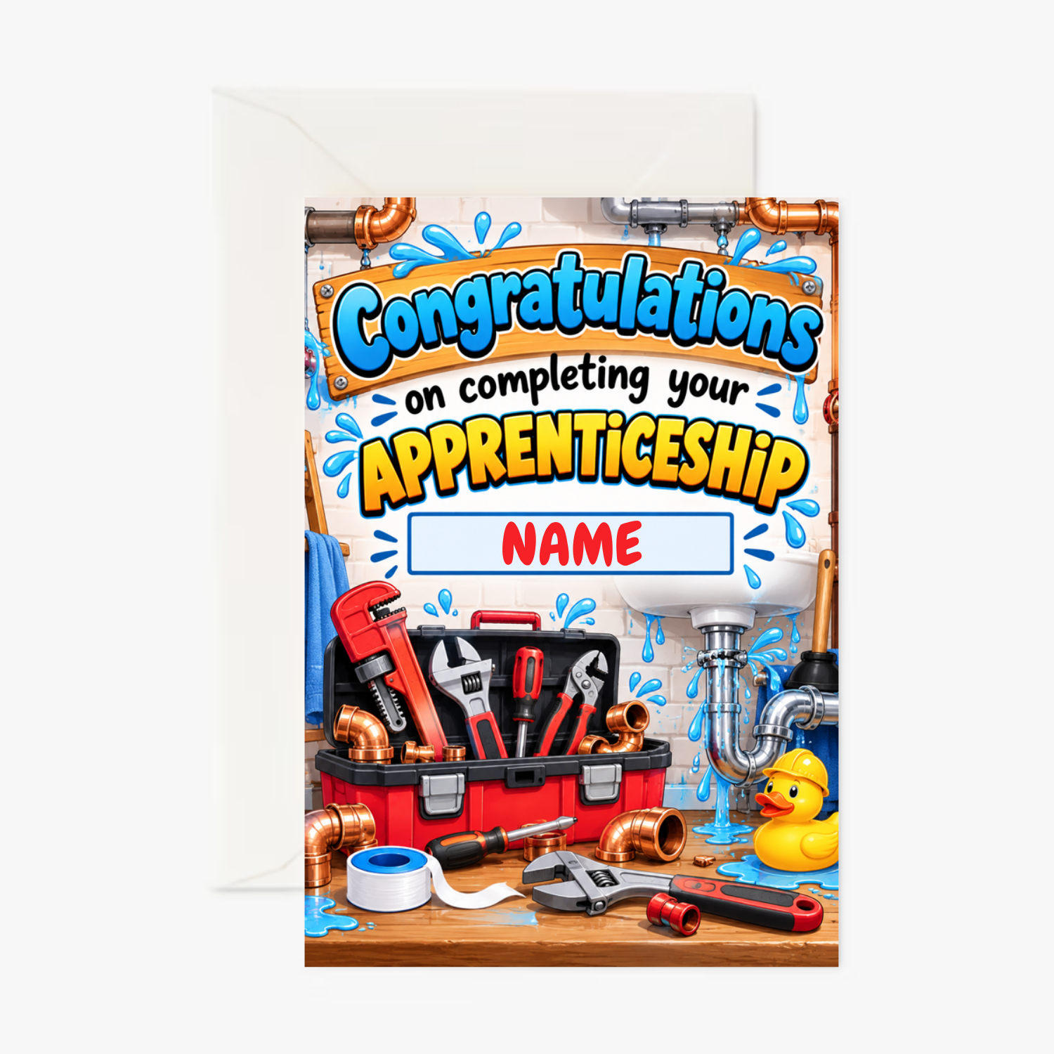 Personalised Congratulations on Completing Your Plumbing Apprenticeship Card