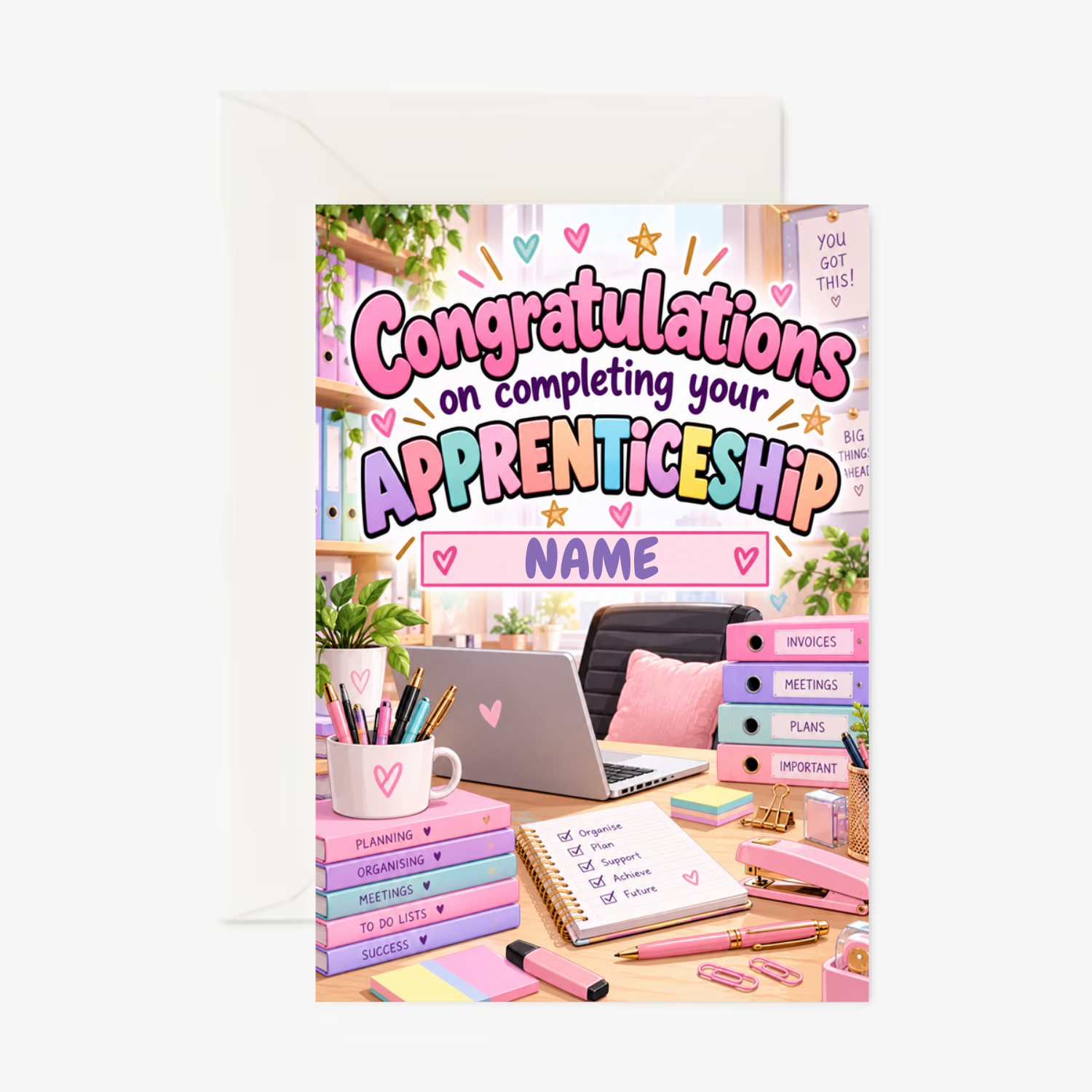 Personalised Congratulations on Completing Your Secretarial Apprenticeship Card