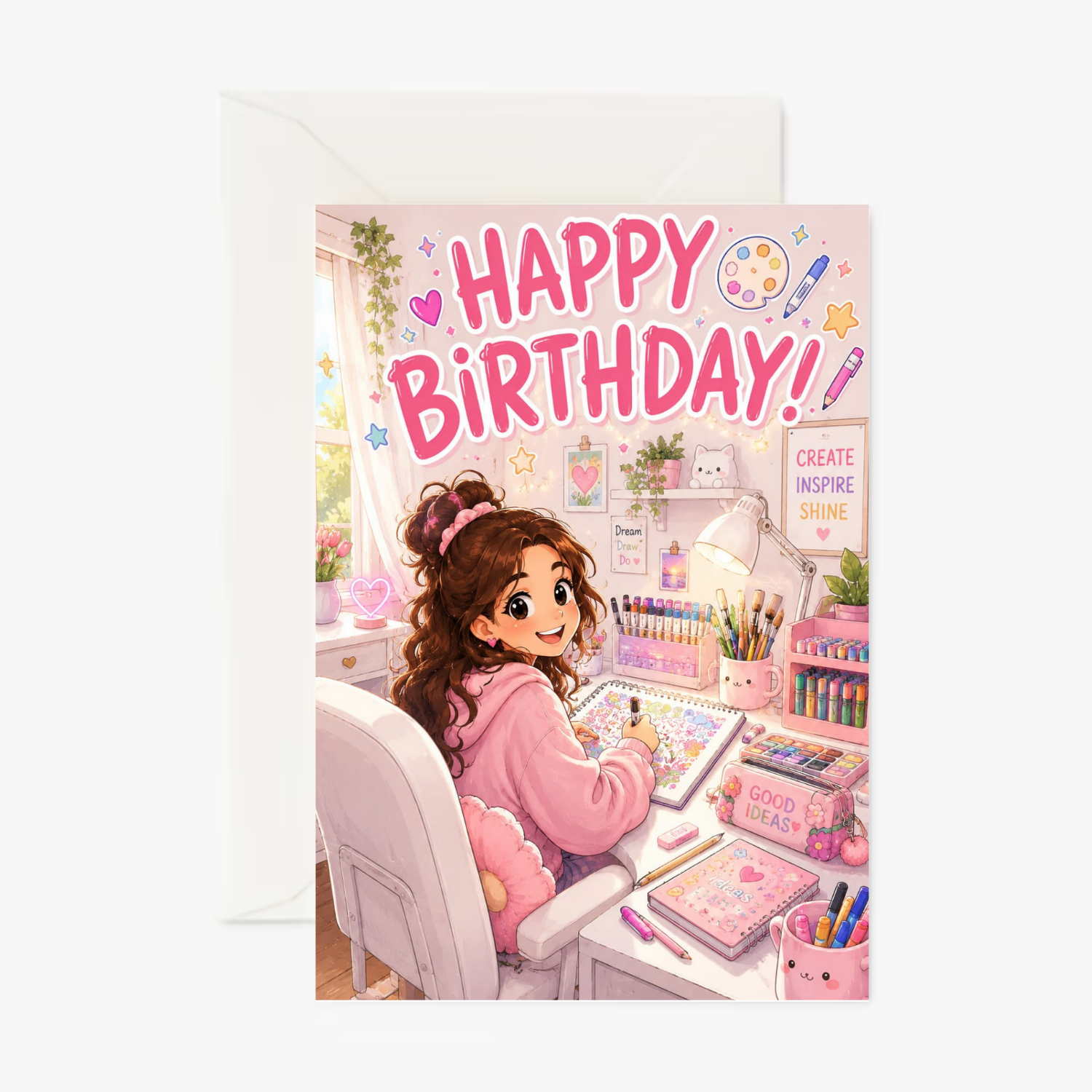 Artsy Girl personalised greeting card