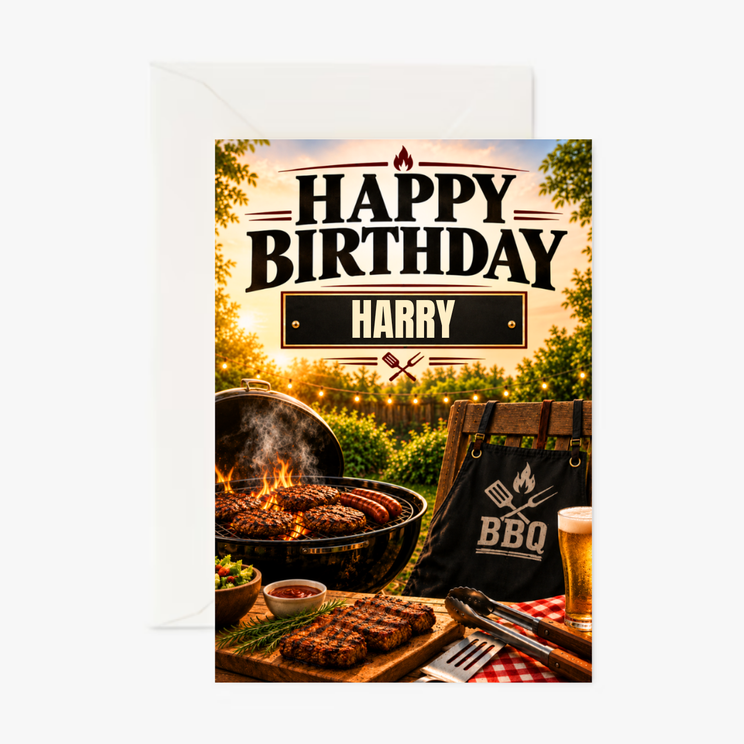 BBQ Boss Birthday personalised greeting card