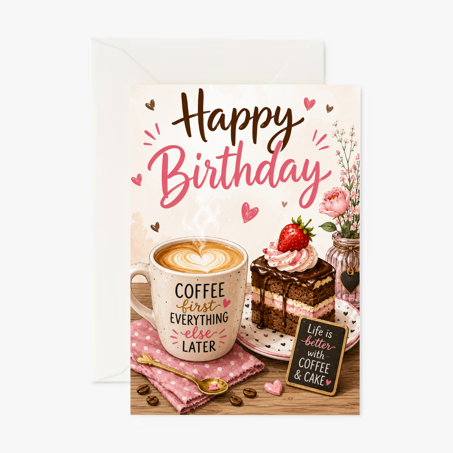 Coffee & Cake personalised greeting card