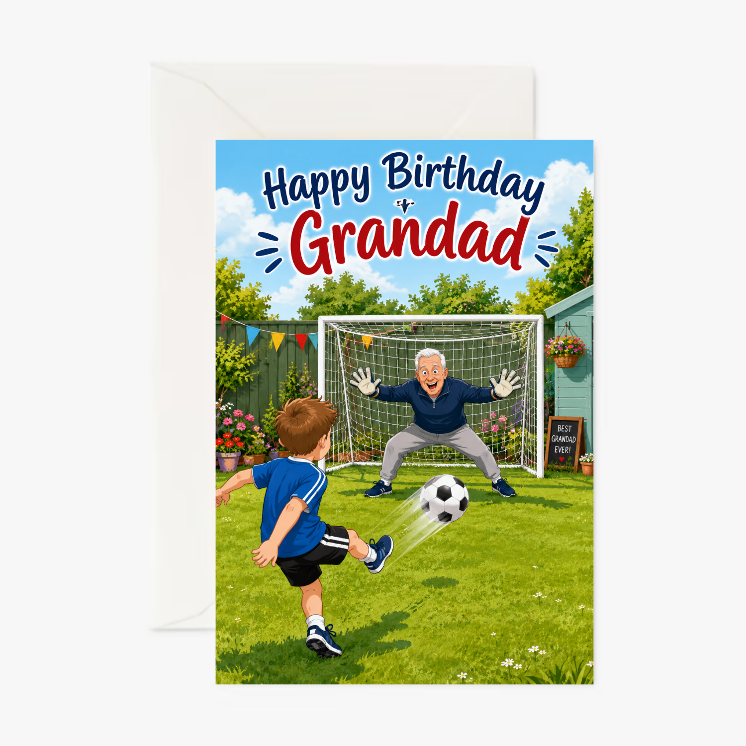 Grandad & Grandson Football personalised greeting card
