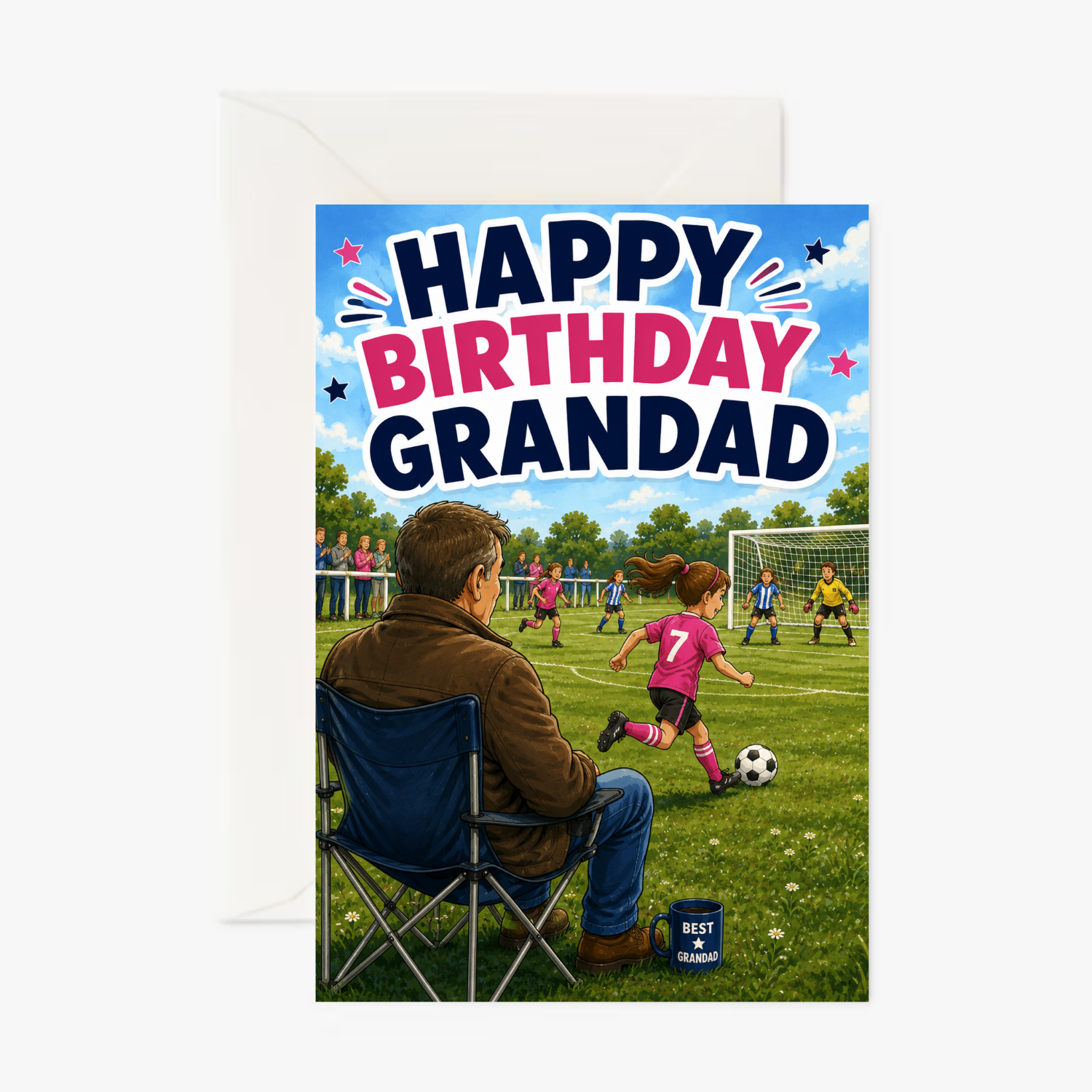 Grandad & Granddaughter Football personalised greeting card
