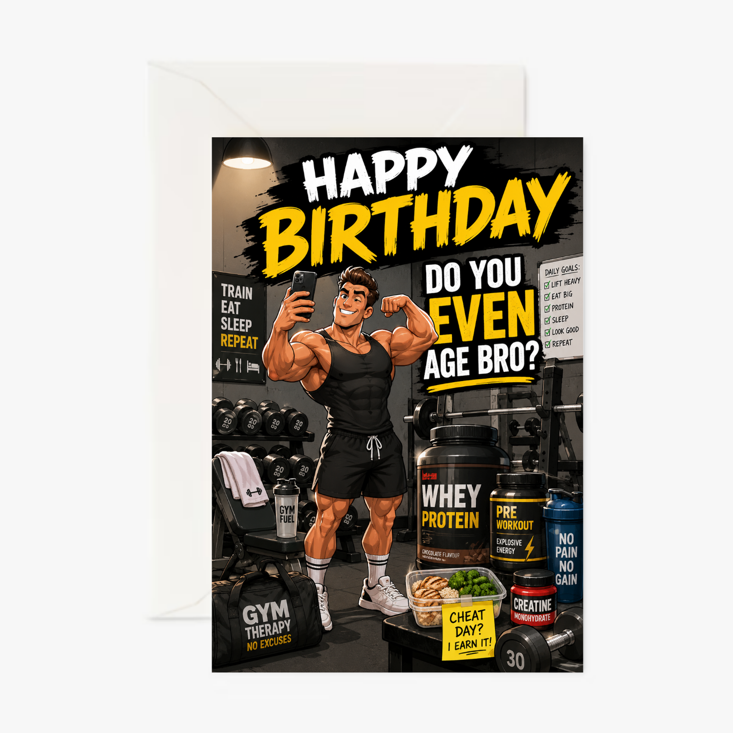 Gym Bro personalised greeting card