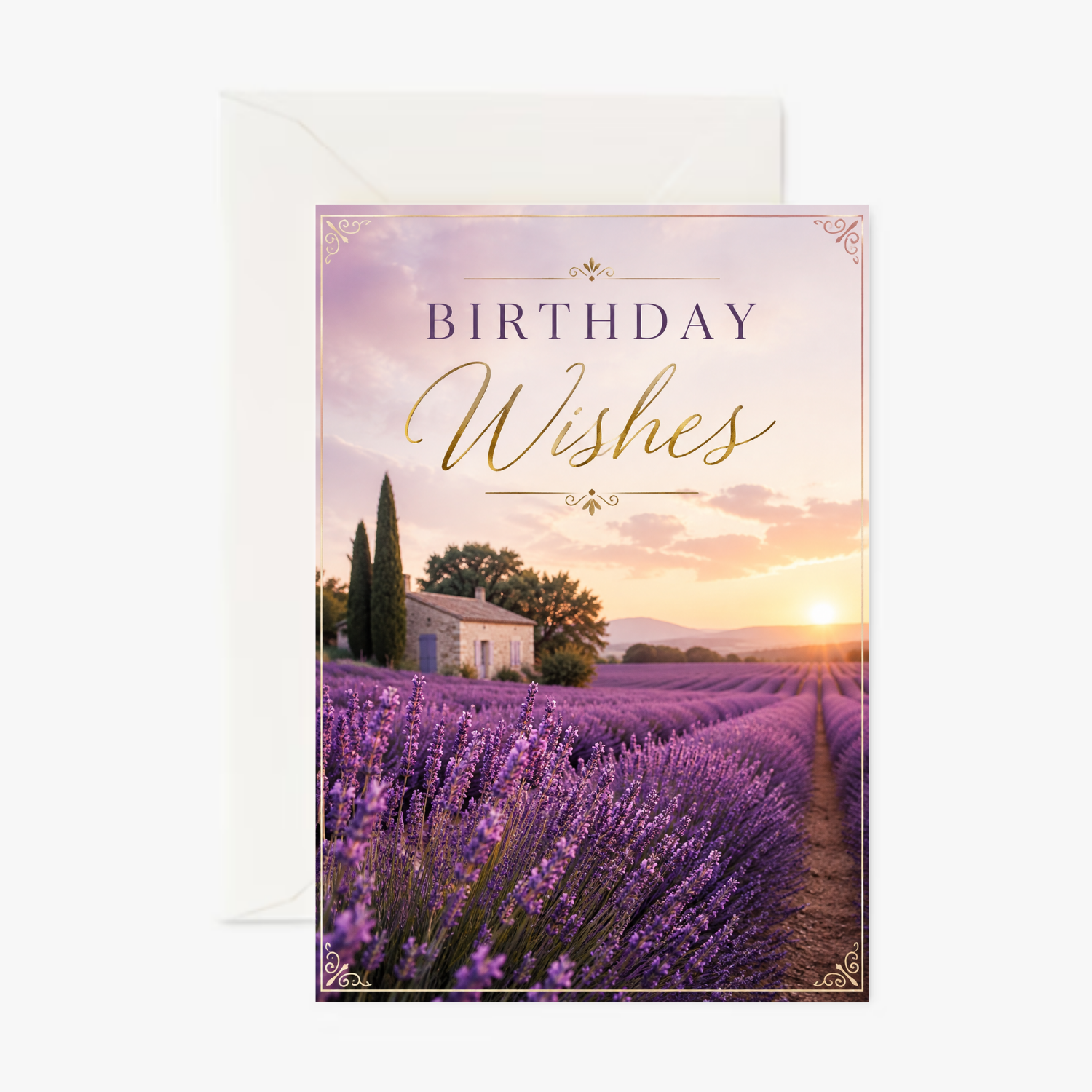 Lavender Fields personalised greeting card