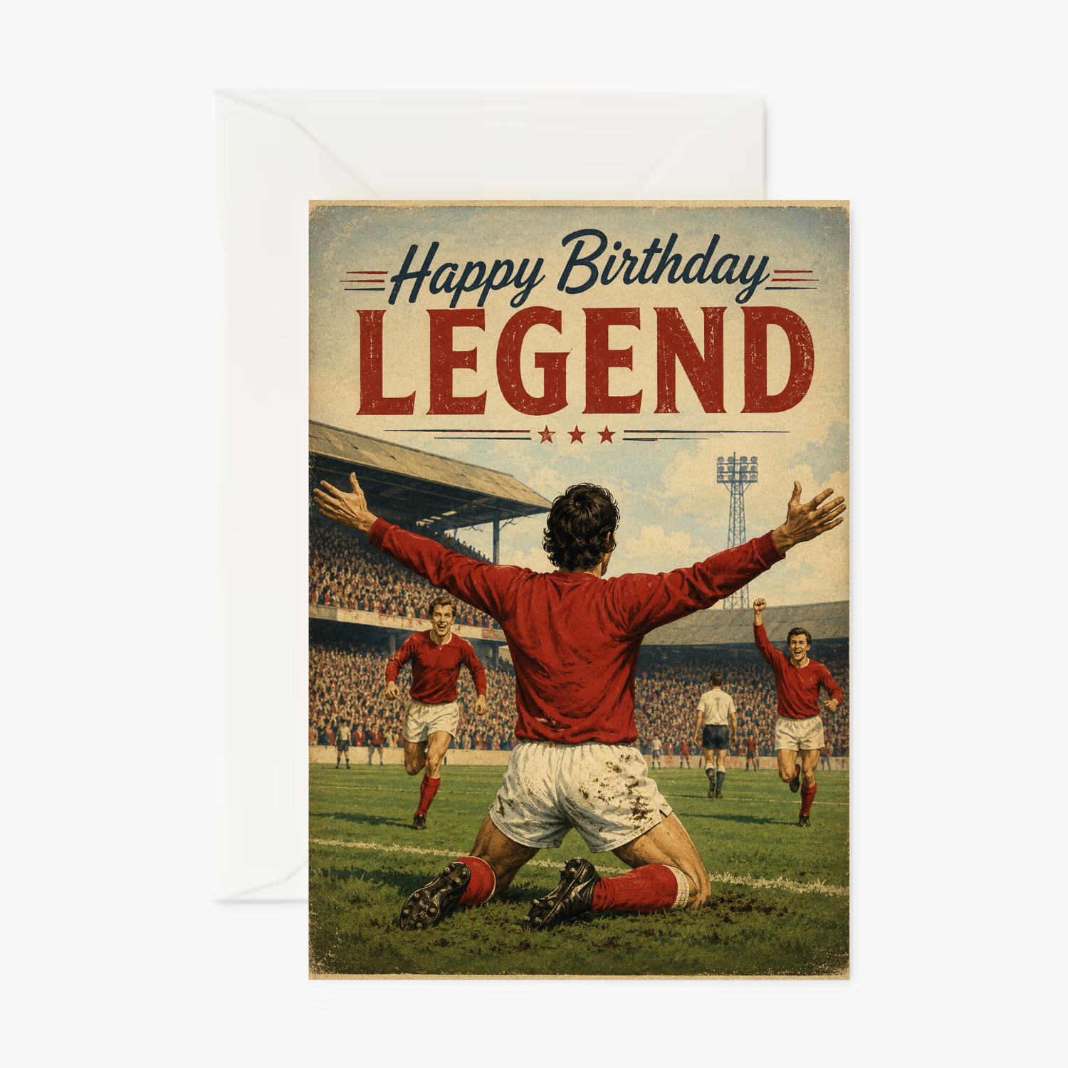 Vintage Footballer personalised greeting card