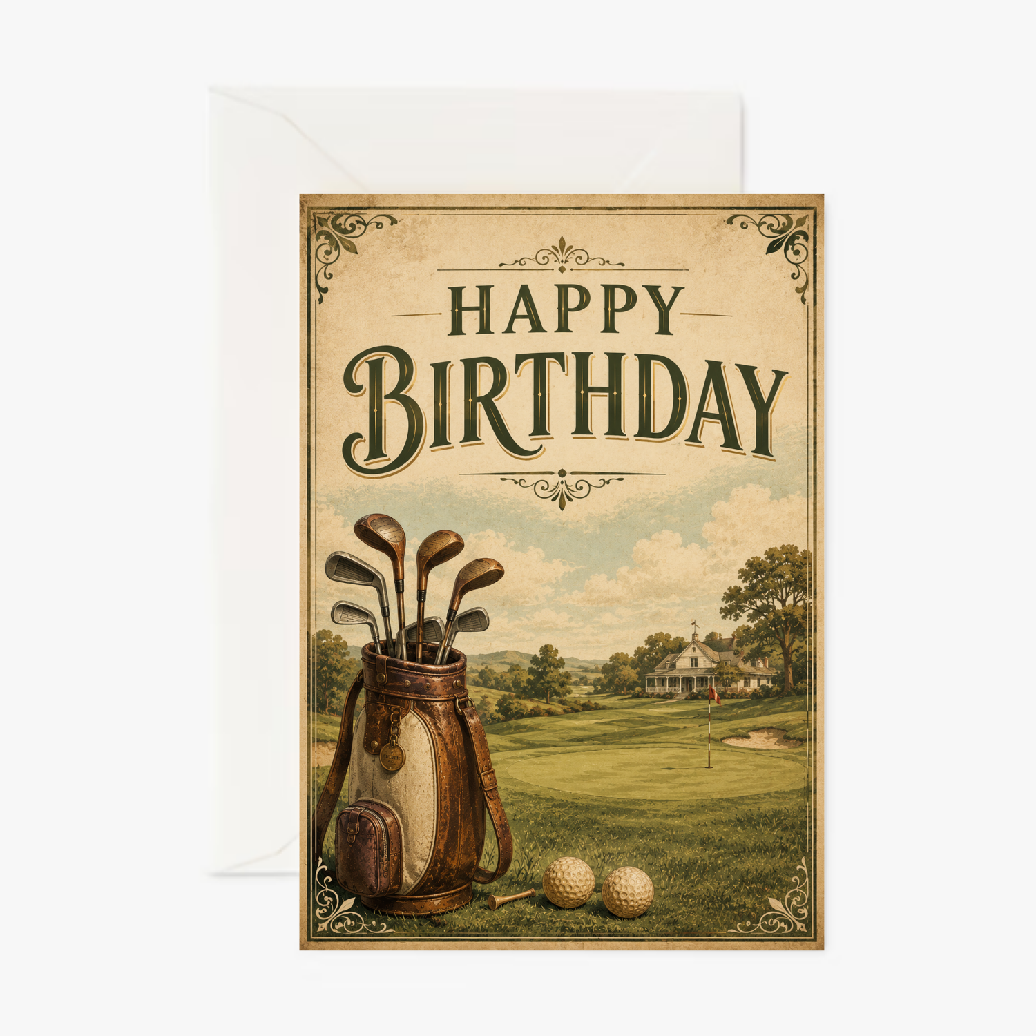 Vintage Golfer personalised greeting card