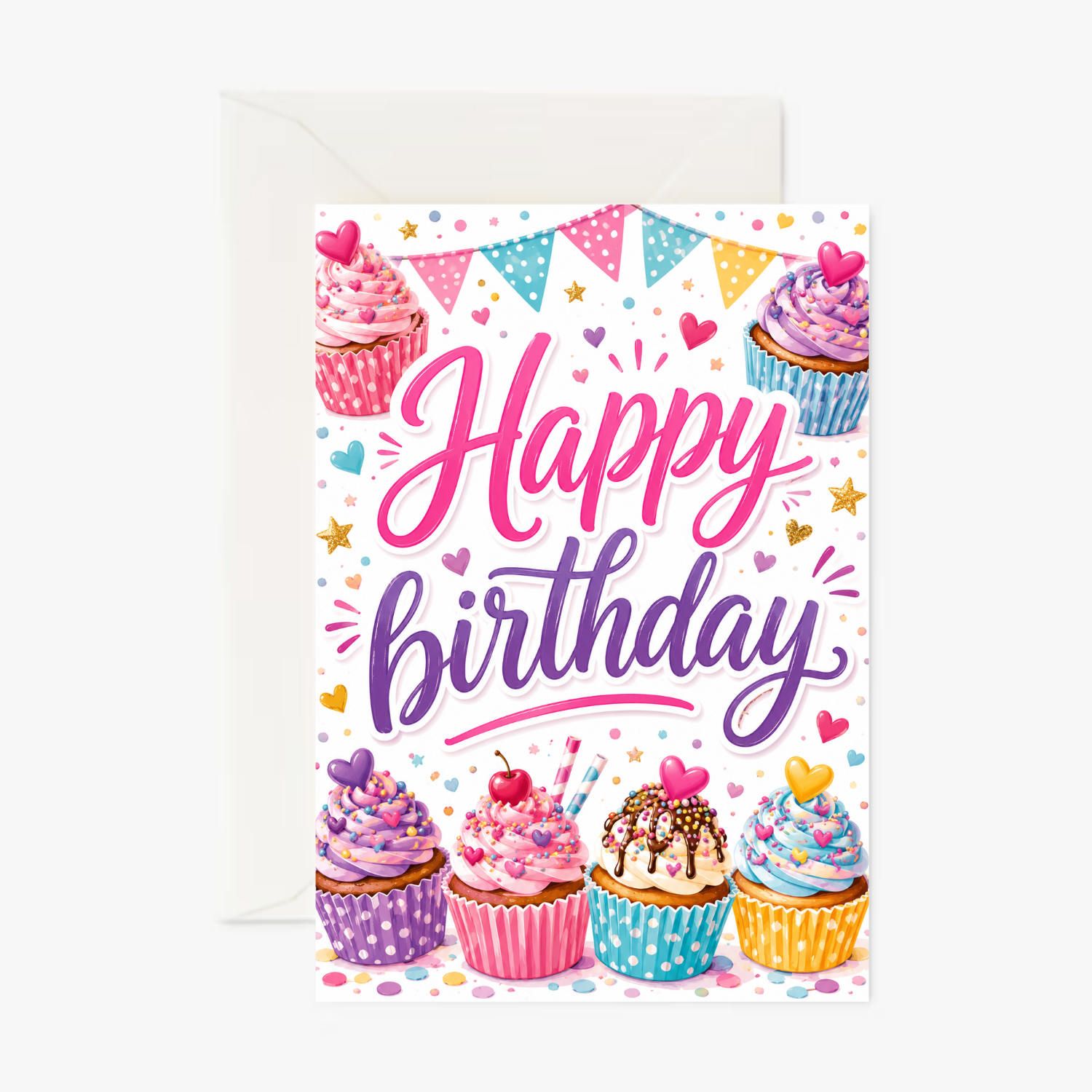 Birthday Cupcakes personalised greeting card
