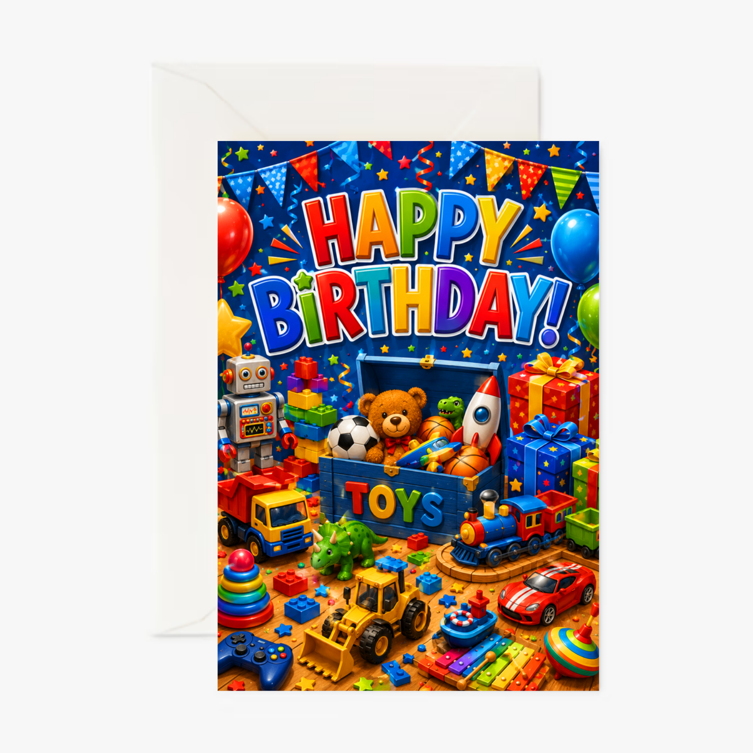 Boys Toys personalised greeting card