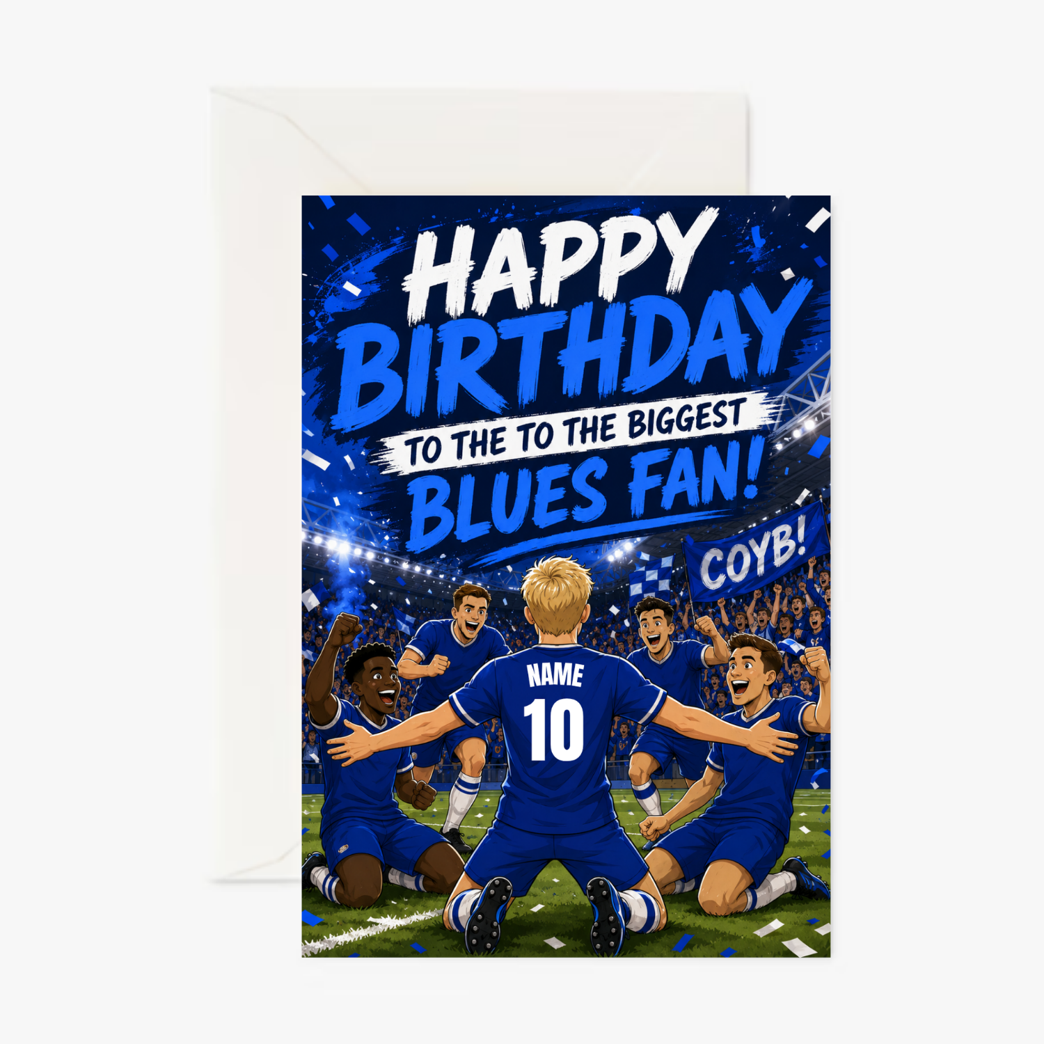 Chelsea Blues Shirt personalised greeting card