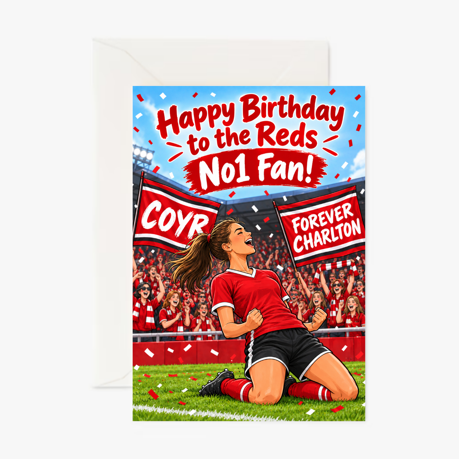 Personalised Charlton Women Birthday Card – Reds Forever