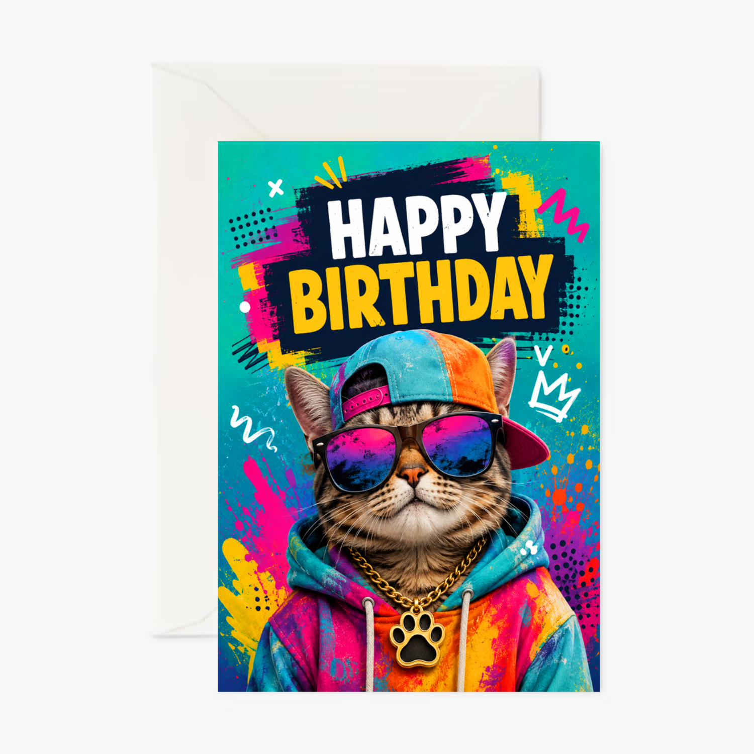 Cool Cat personalised greeting card