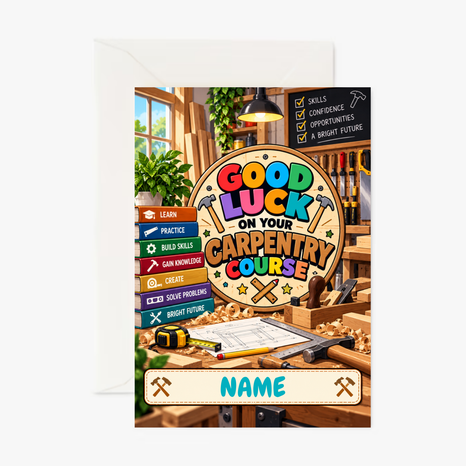 Personalised Good Luck On Your Carpentry Course Card