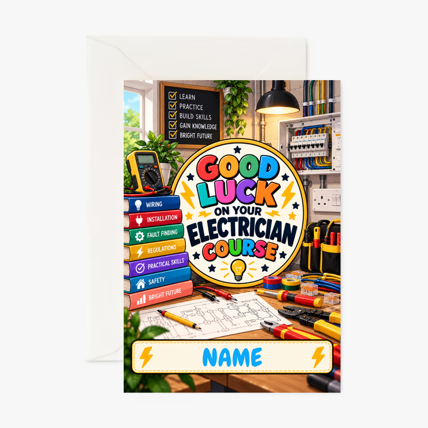 Personalised Good Luck On Your Electrician Course Card