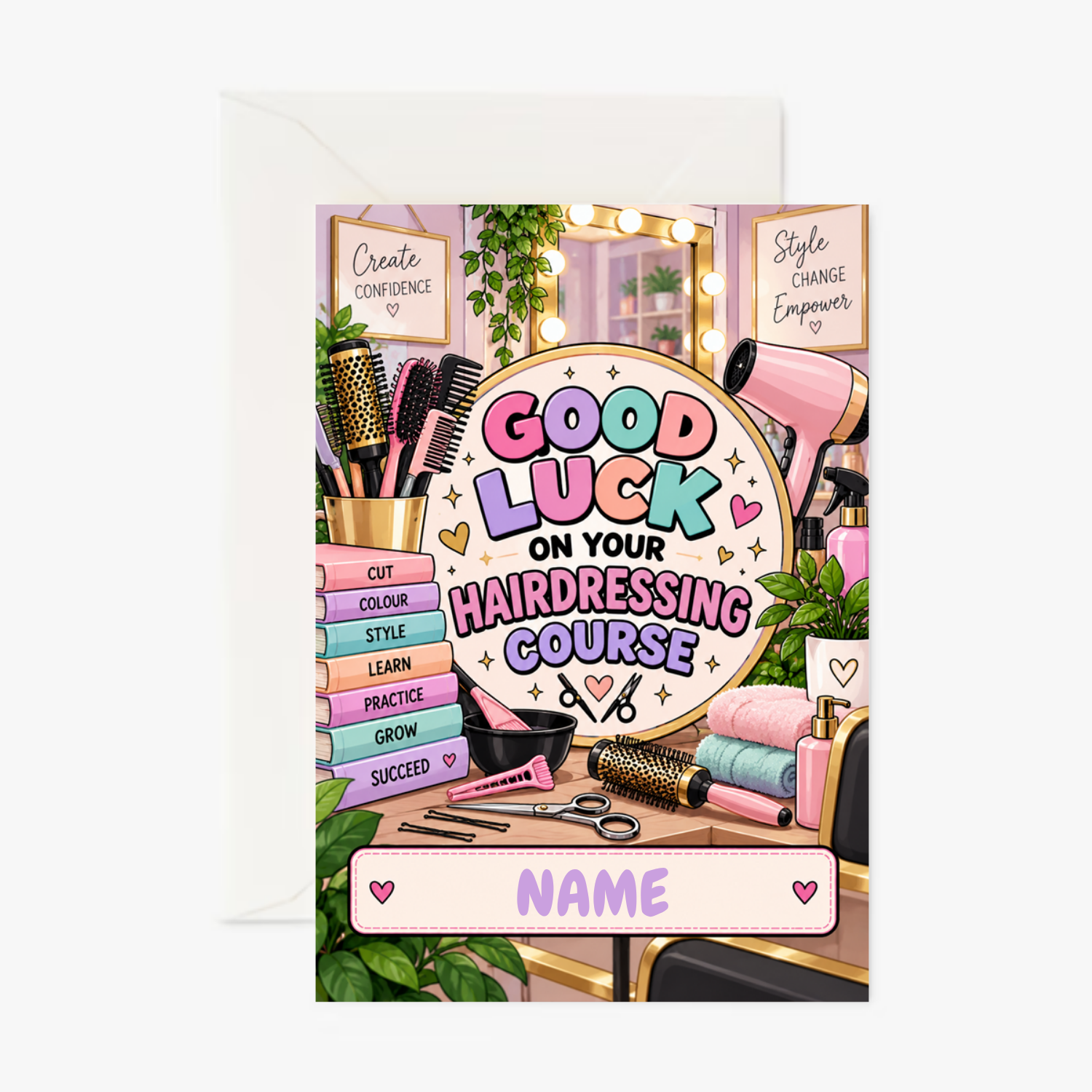 Personalised Good Luck On Your Hairdressing Course Card
