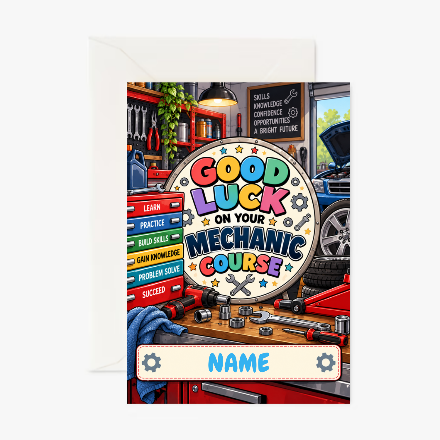 Personalised Good Luck On Your Mechanic Course Card