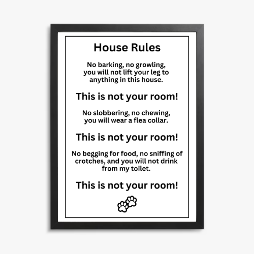 Dog House Rules Print – Funny Dog Lover Quote Wall Art personalised print