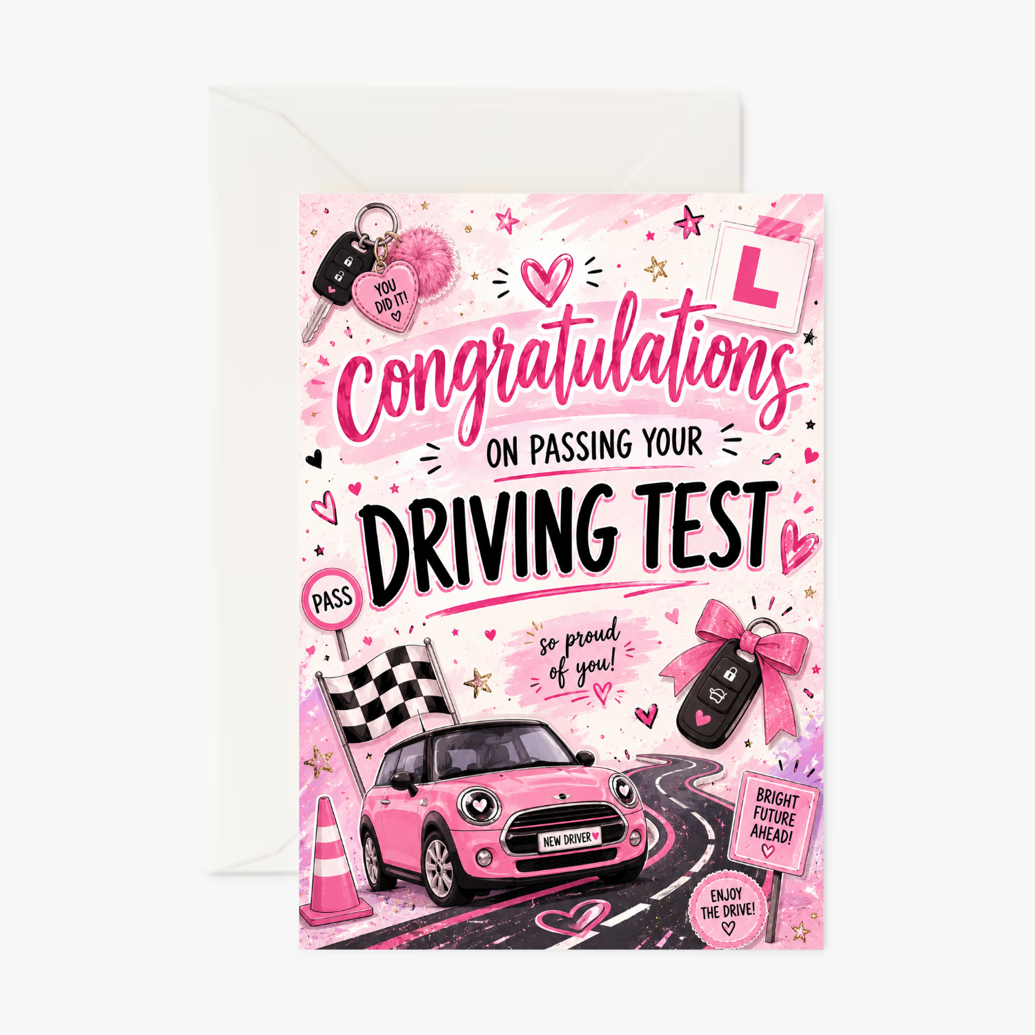Driving Pass Congratulations Girl personalised greeting card