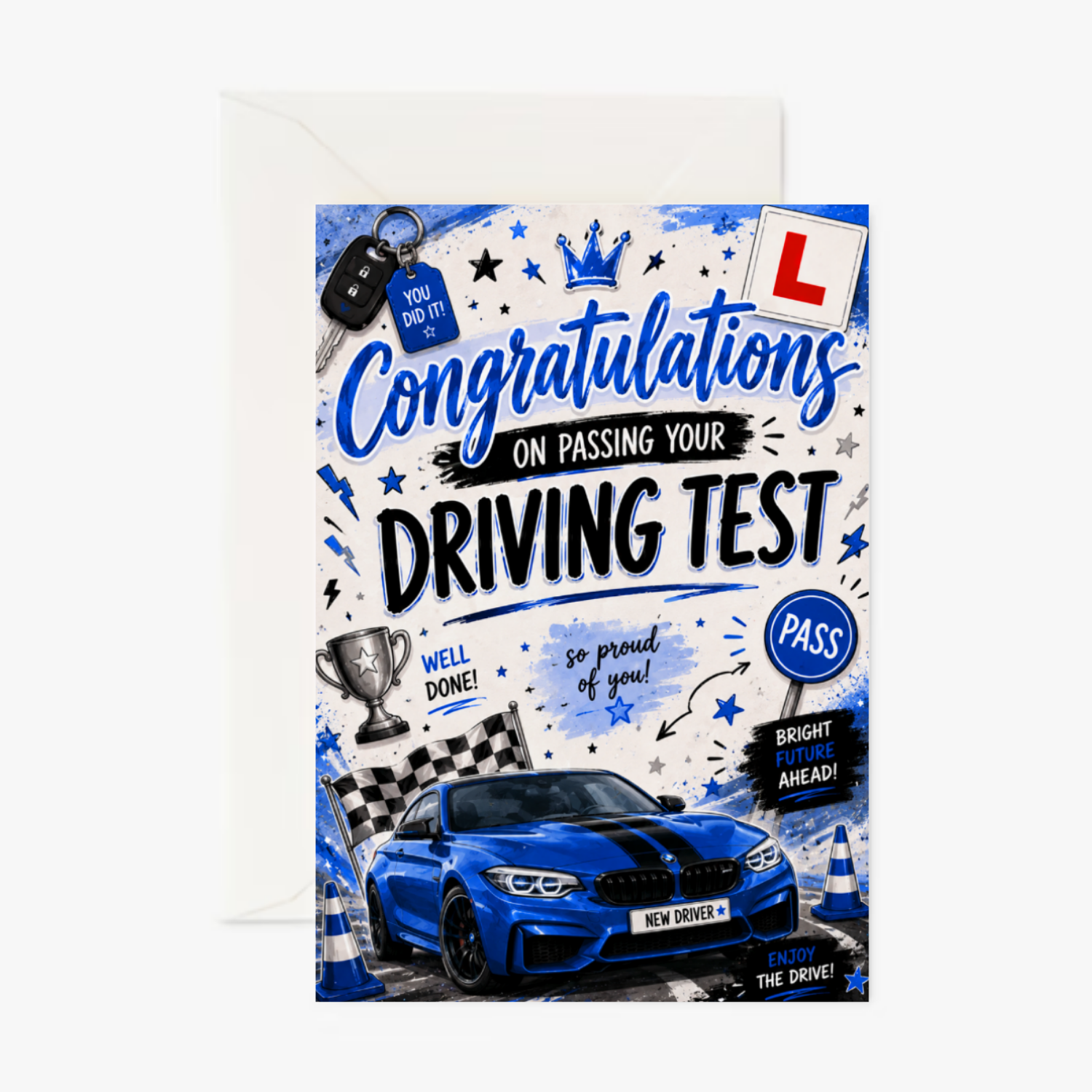 Driving Pass Congratulations Boy personalised greeting card