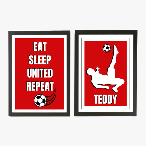 Personalised Manchester United Print – Eat, Sleep, United, Repeat personalised print