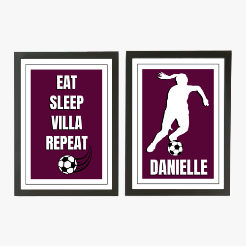 Personalised Aston Villa Print – Eat, Sleep, Villa, Repeat personalised print