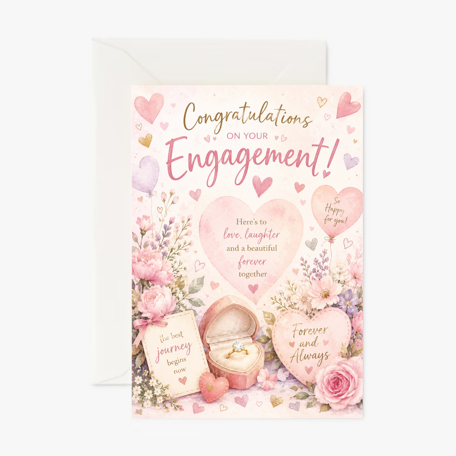 Engagement Hearts personalised Wedding & Engagement card - Cockney Cards