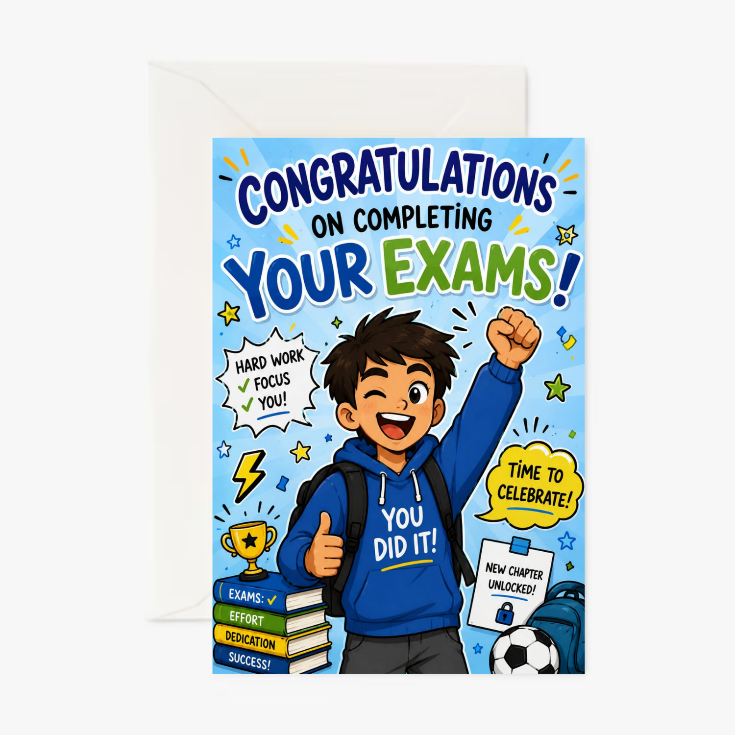 Exams Congratulations Boy personalised greeting card