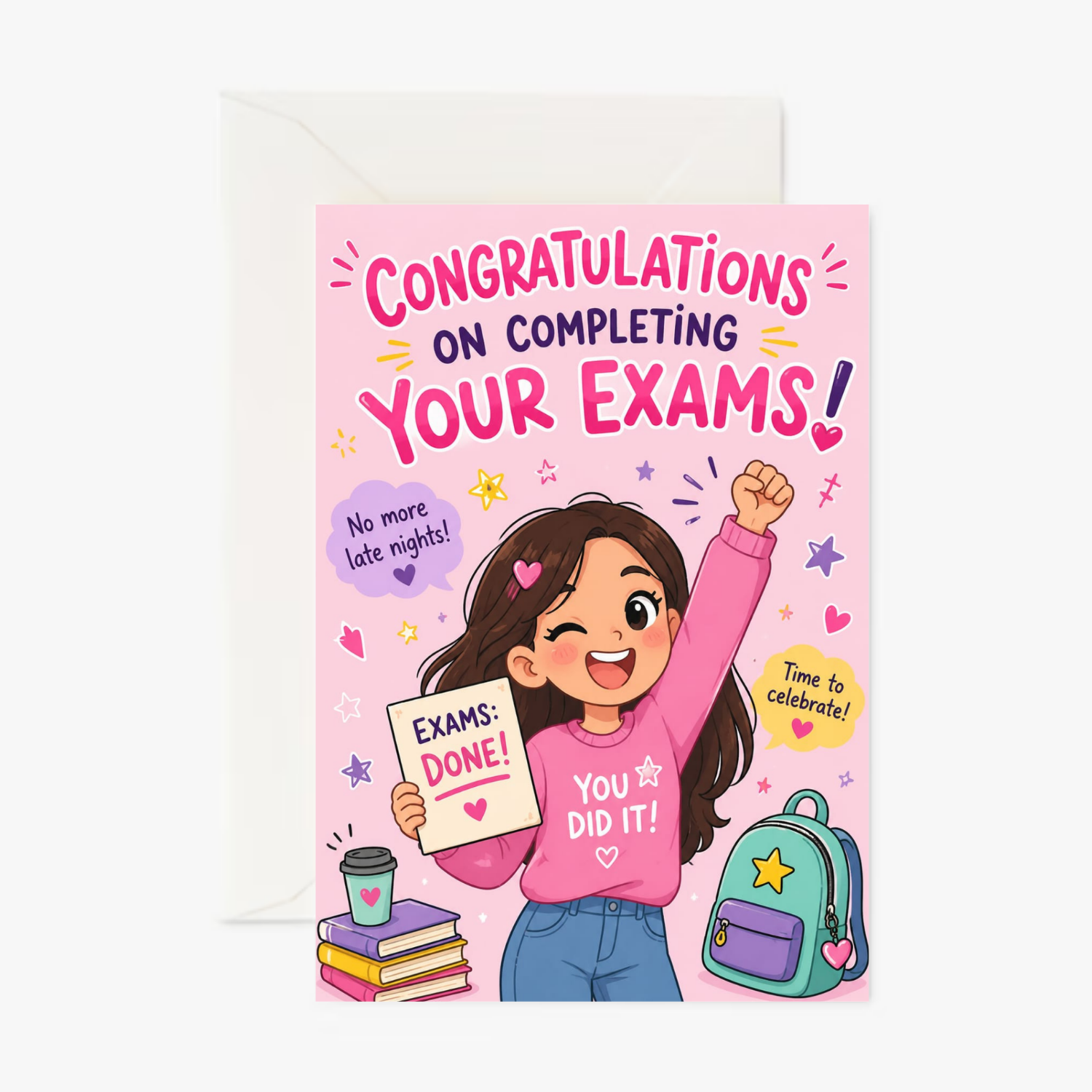 Exams Congratulations Girl personalised greeting card