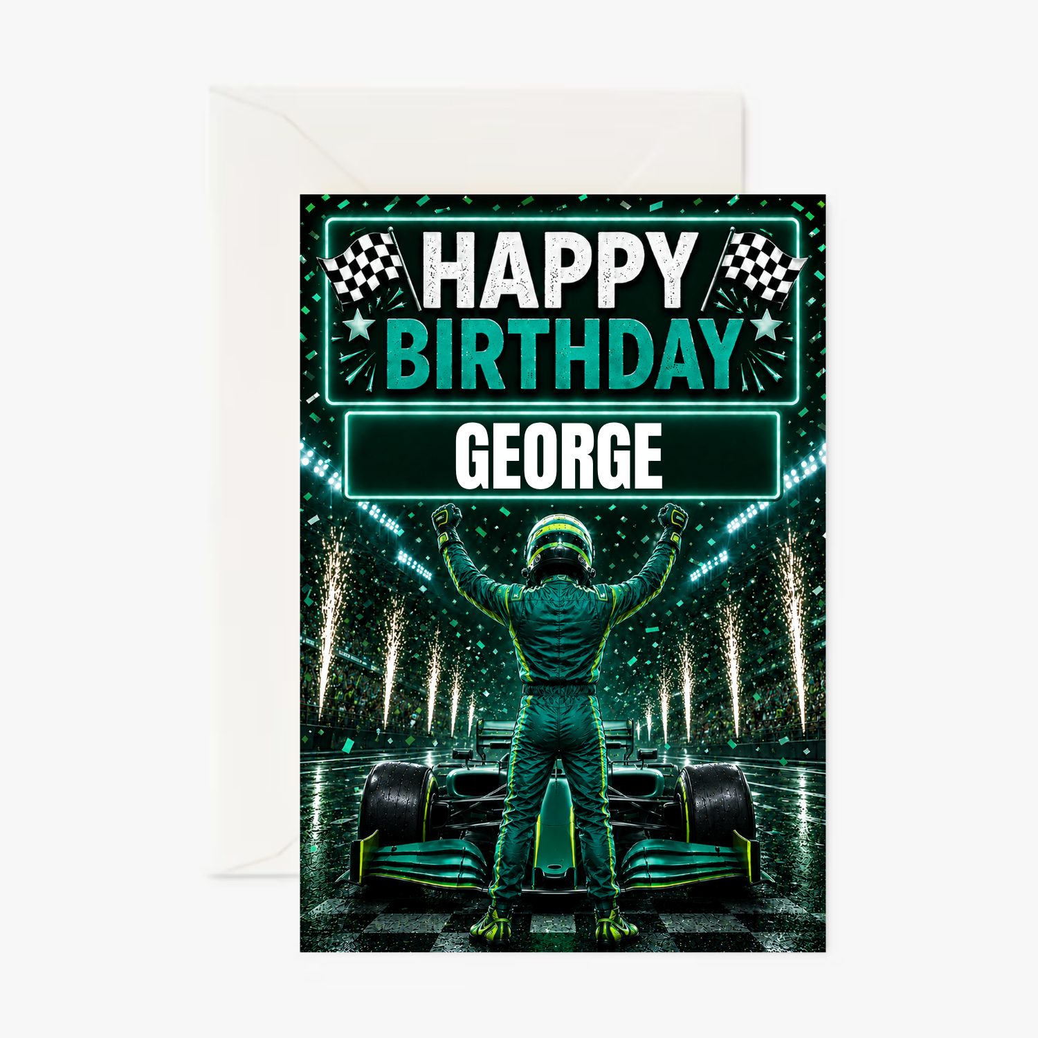Aston Martin F1 Driver personalised greeting card