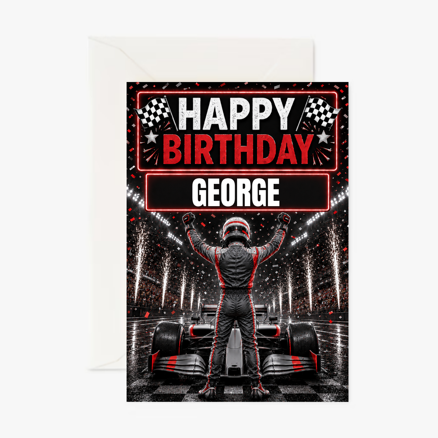 Audi F1 Driver personalised greeting card