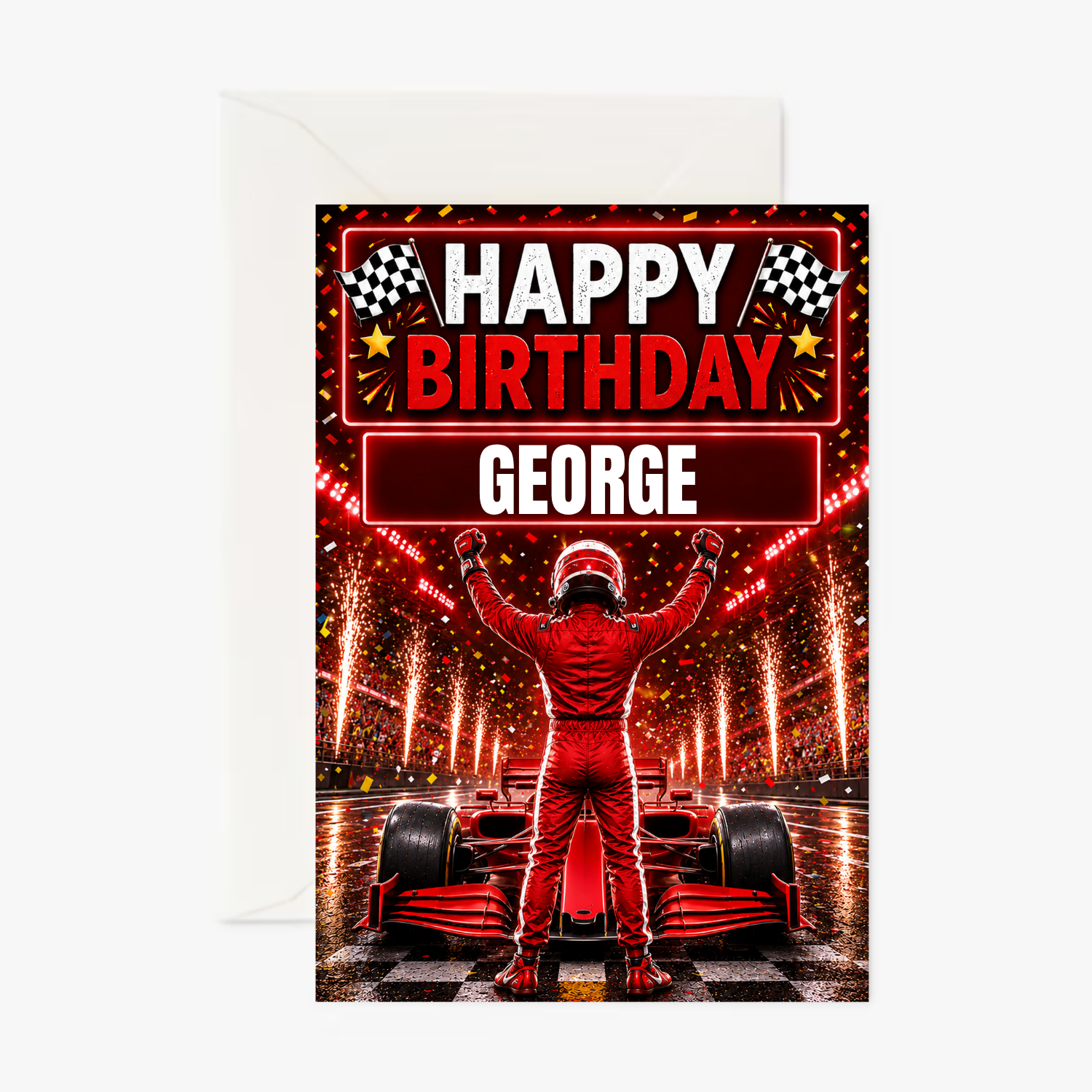 Ferrari F1 Driver personalised greeting card