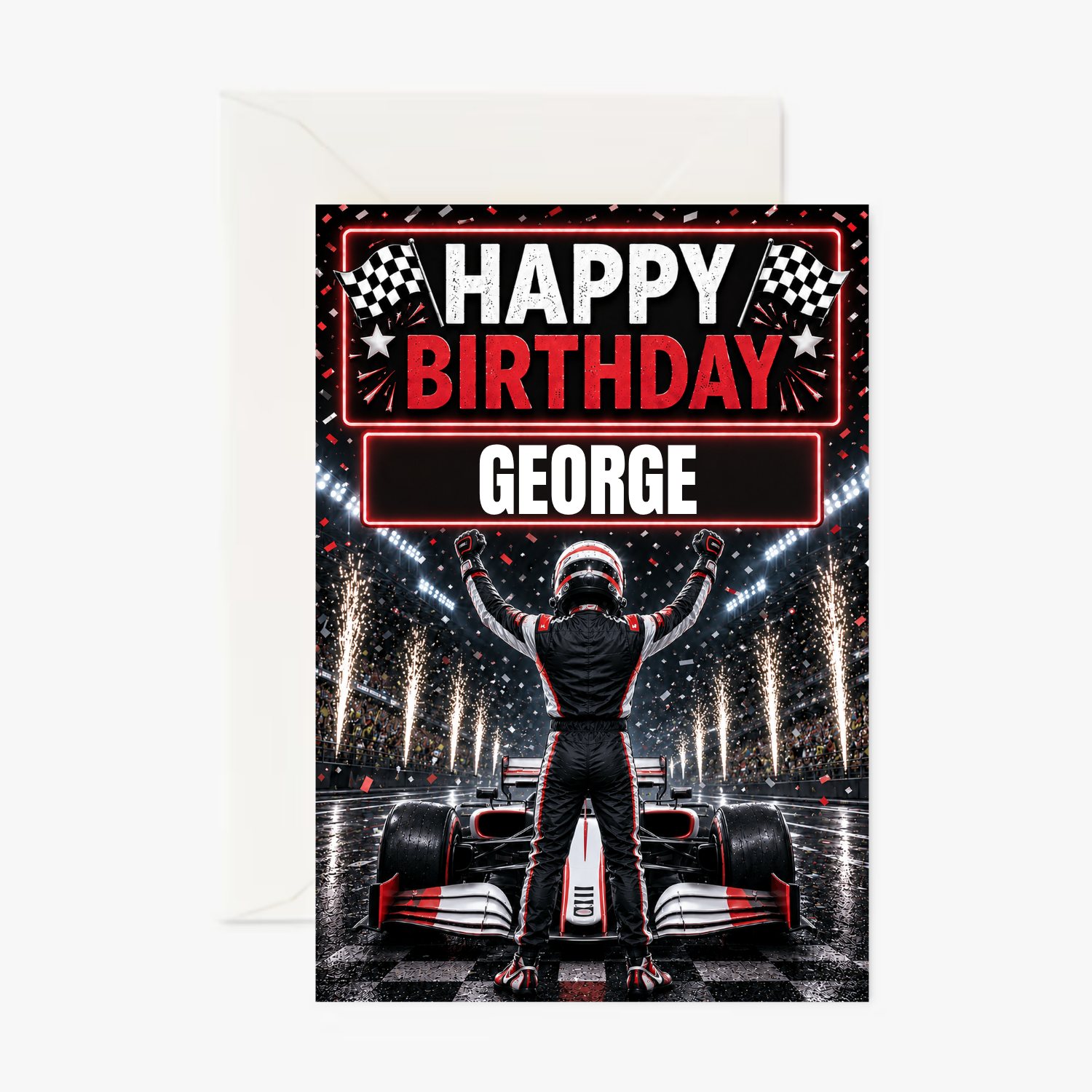 Haas F1 Driver personalised greeting card