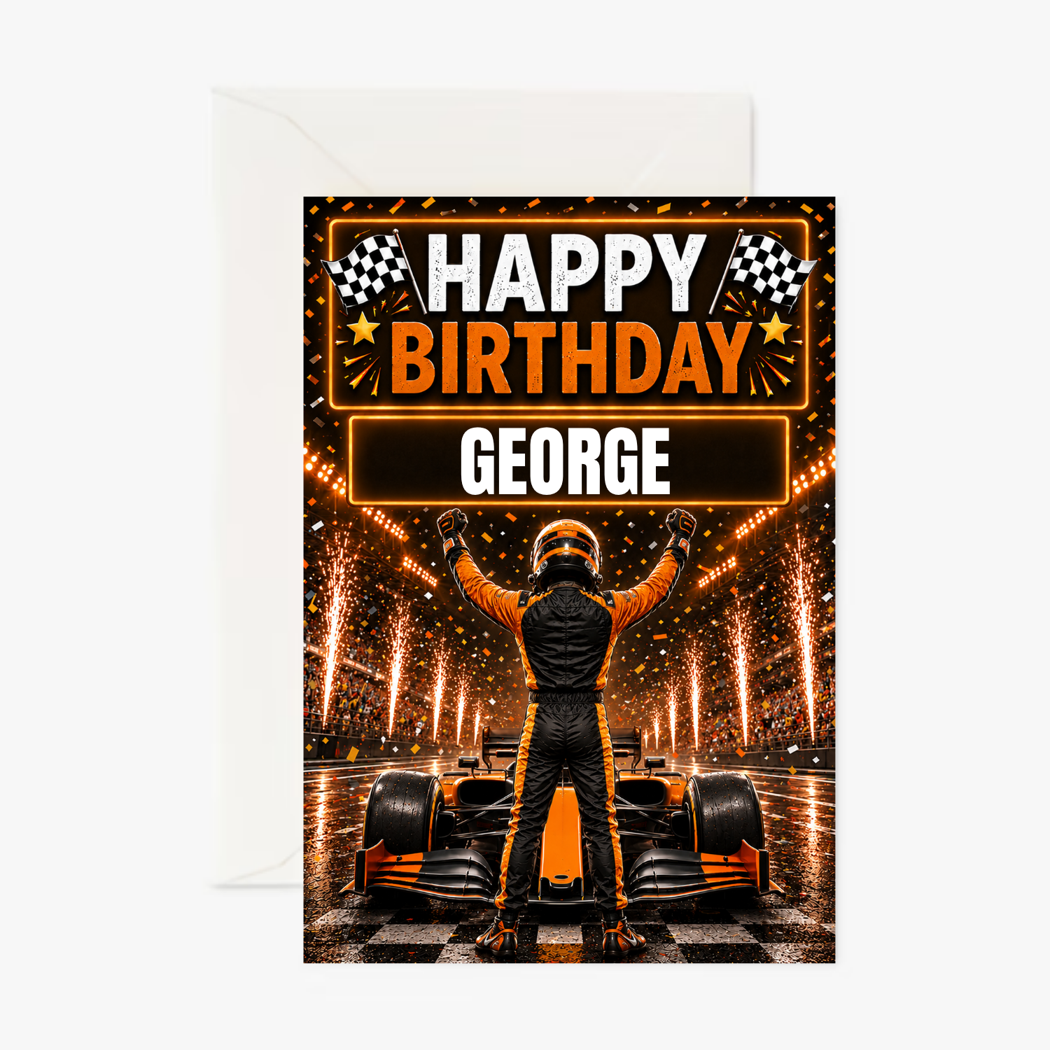 McLaren F1 Driver personalised greeting card