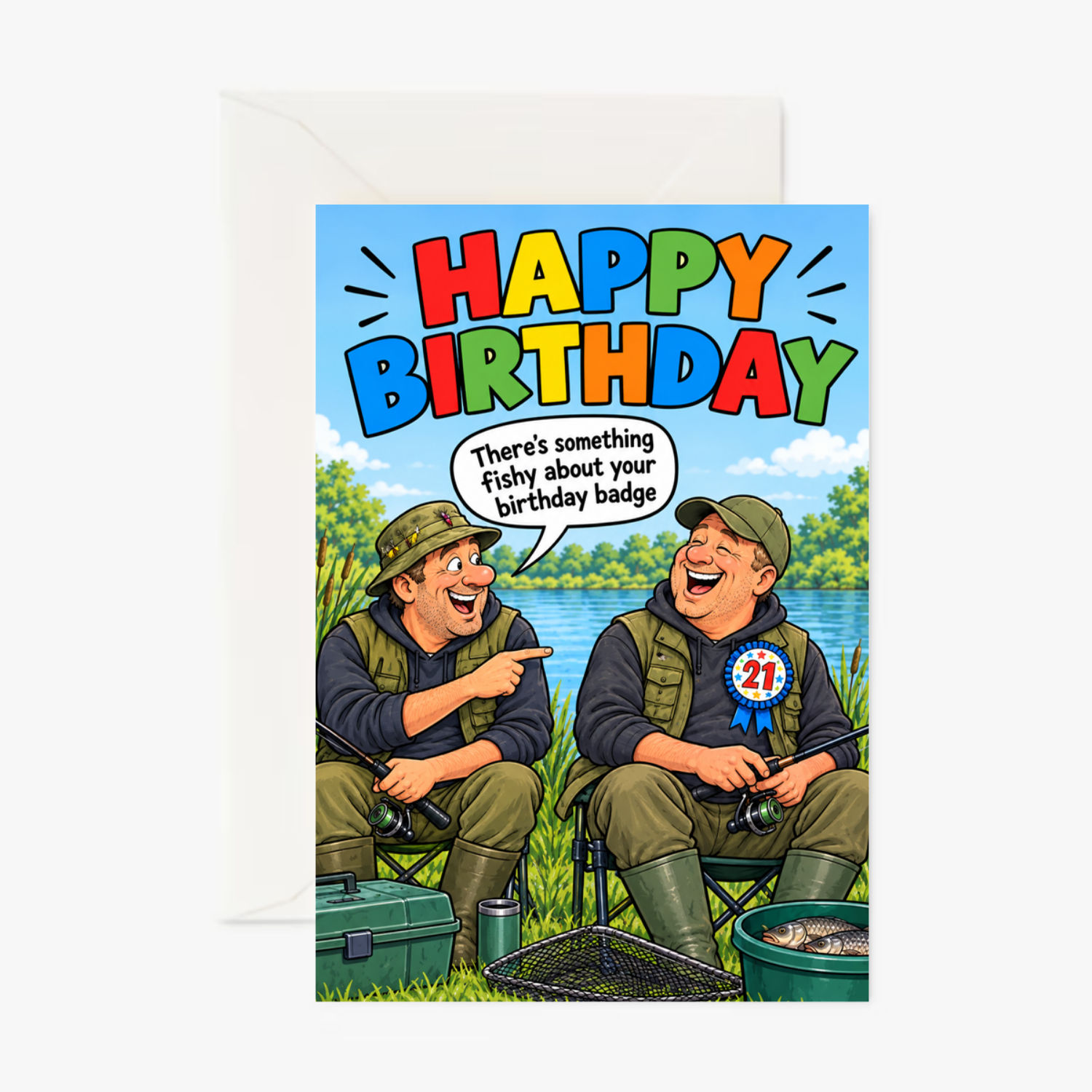 Fishing Friends personalised greeting card